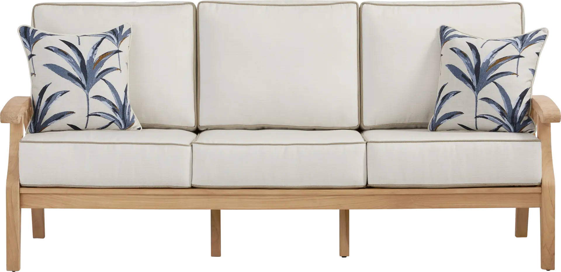Pleasant Bay Woven Teak Outdoor Sofa with Vapor Cushions
