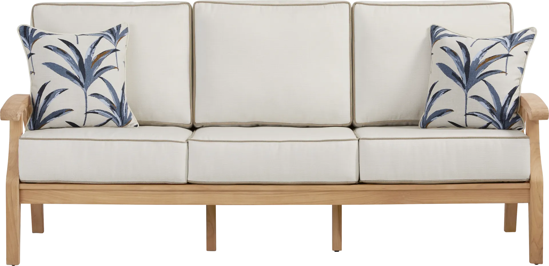 Pleasant Bay Woven Teak Outdoor Sofa with Vapor Cushions - Image 1