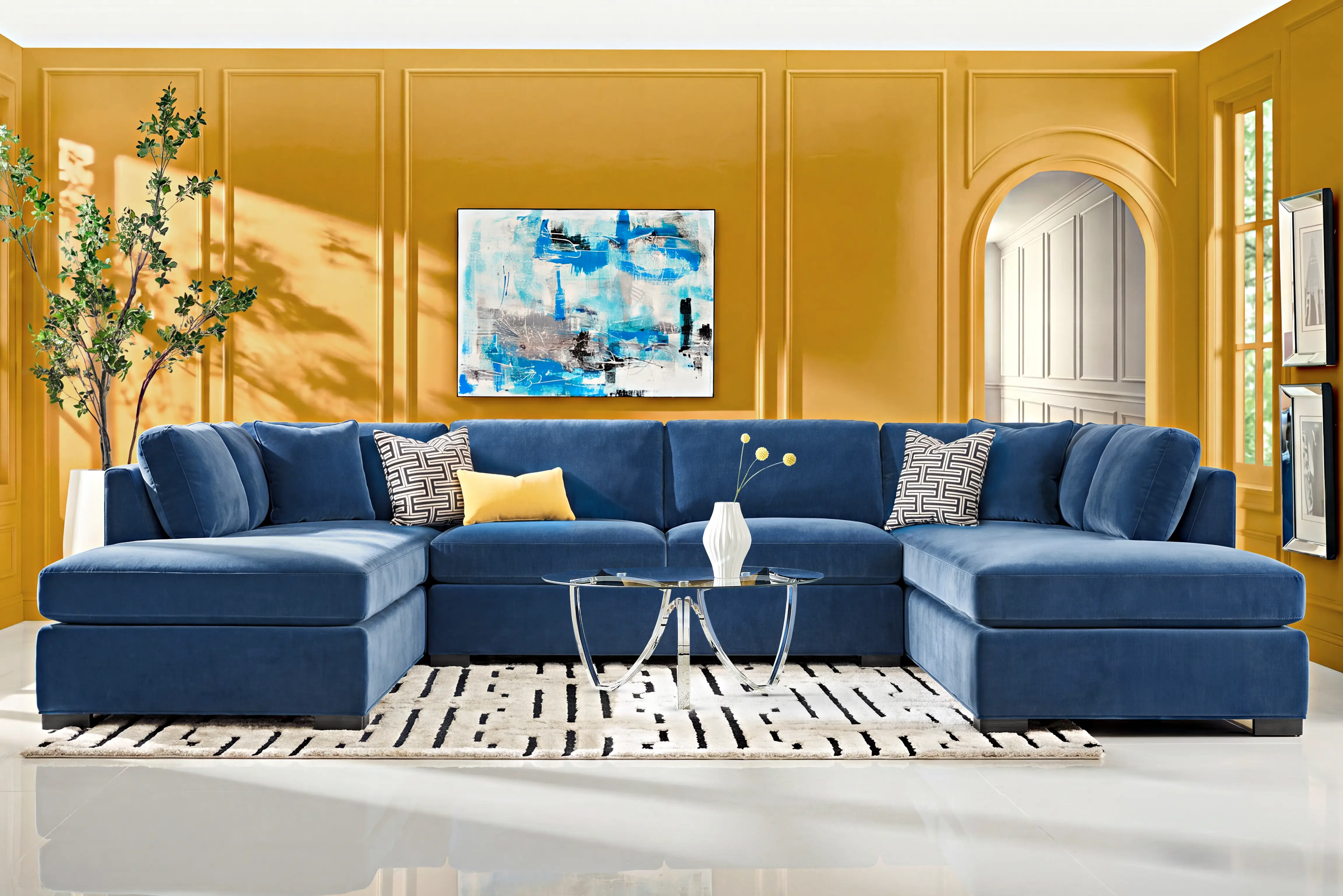 Harmonie Cobalt 3 Pc Sleeper Sectional - Thumbnail - Image 2