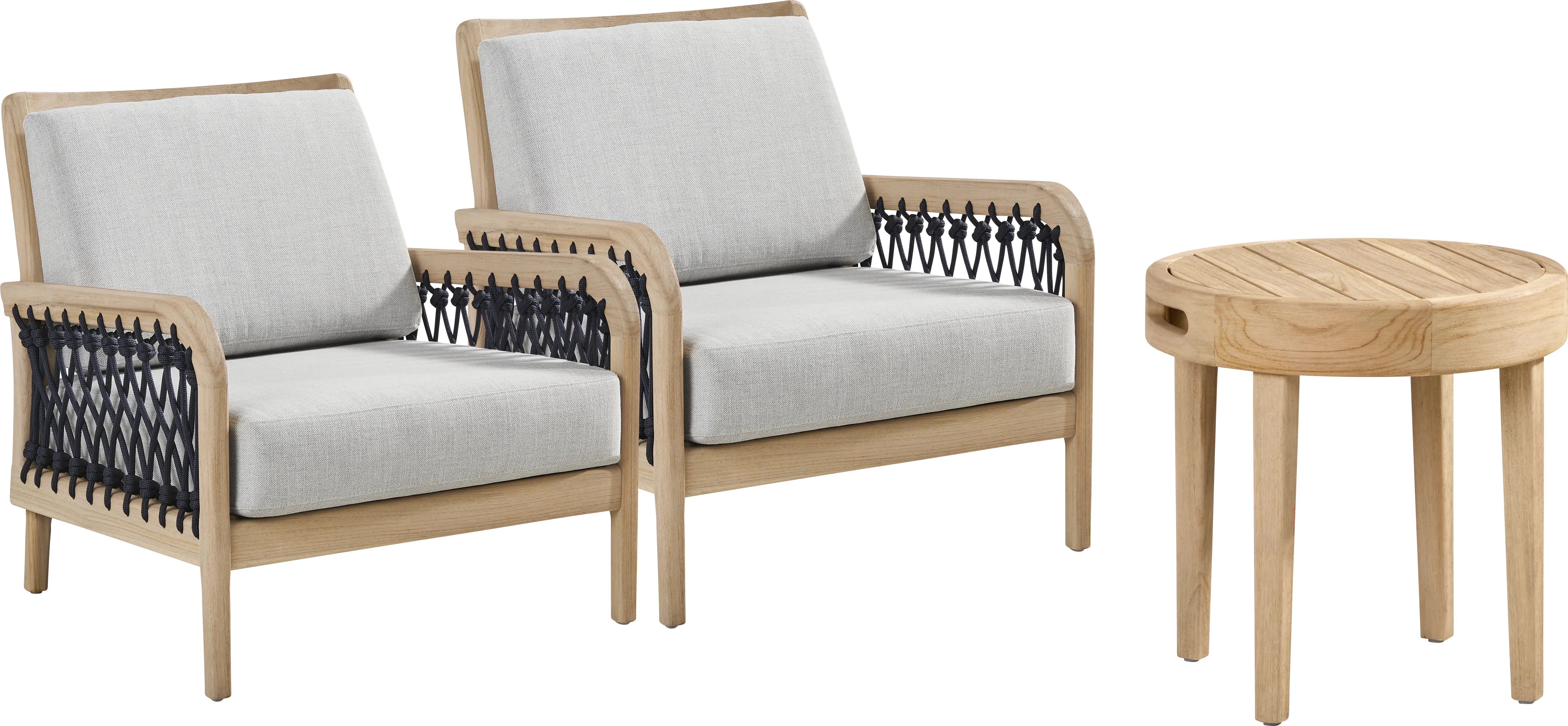 Riva Blonde 3 Pc Outdoor Chat Set with Dove Cushions - Thumbnail - Image 1