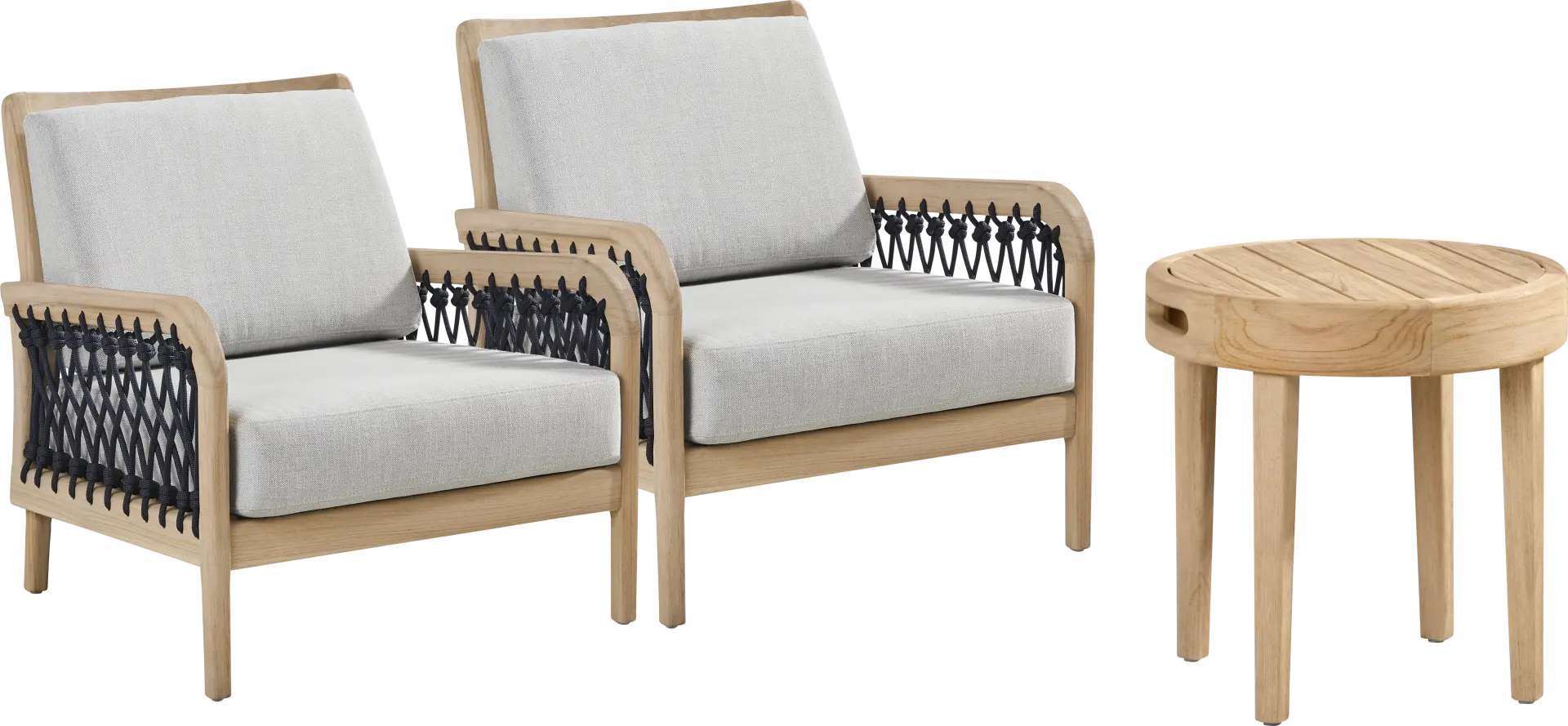 Riva Blonde 3 Pc Outdoor Chat Set with Dove Cushions
