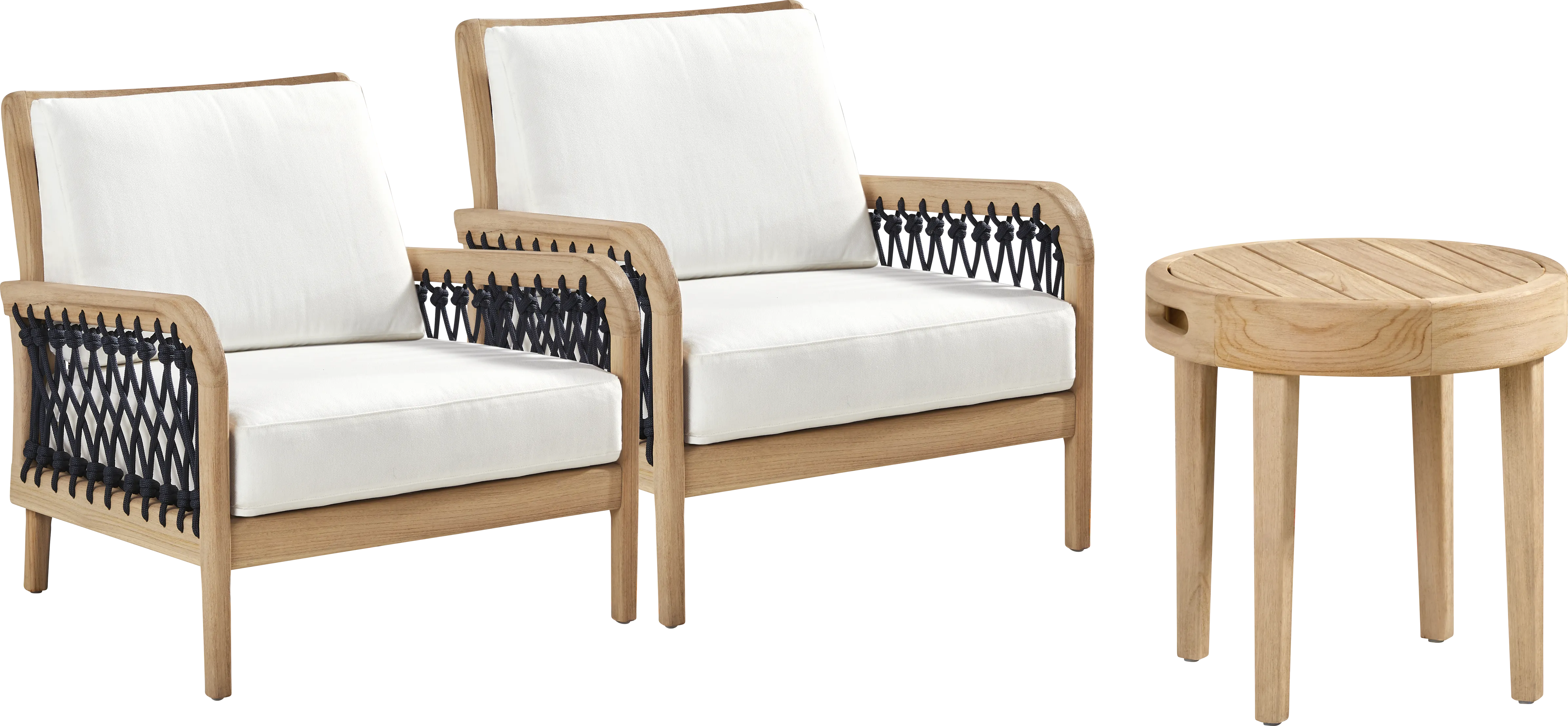 Riva Blonde 3 Pc Outdoor Chat Set with White Cushions - Thumbnail - Image 1