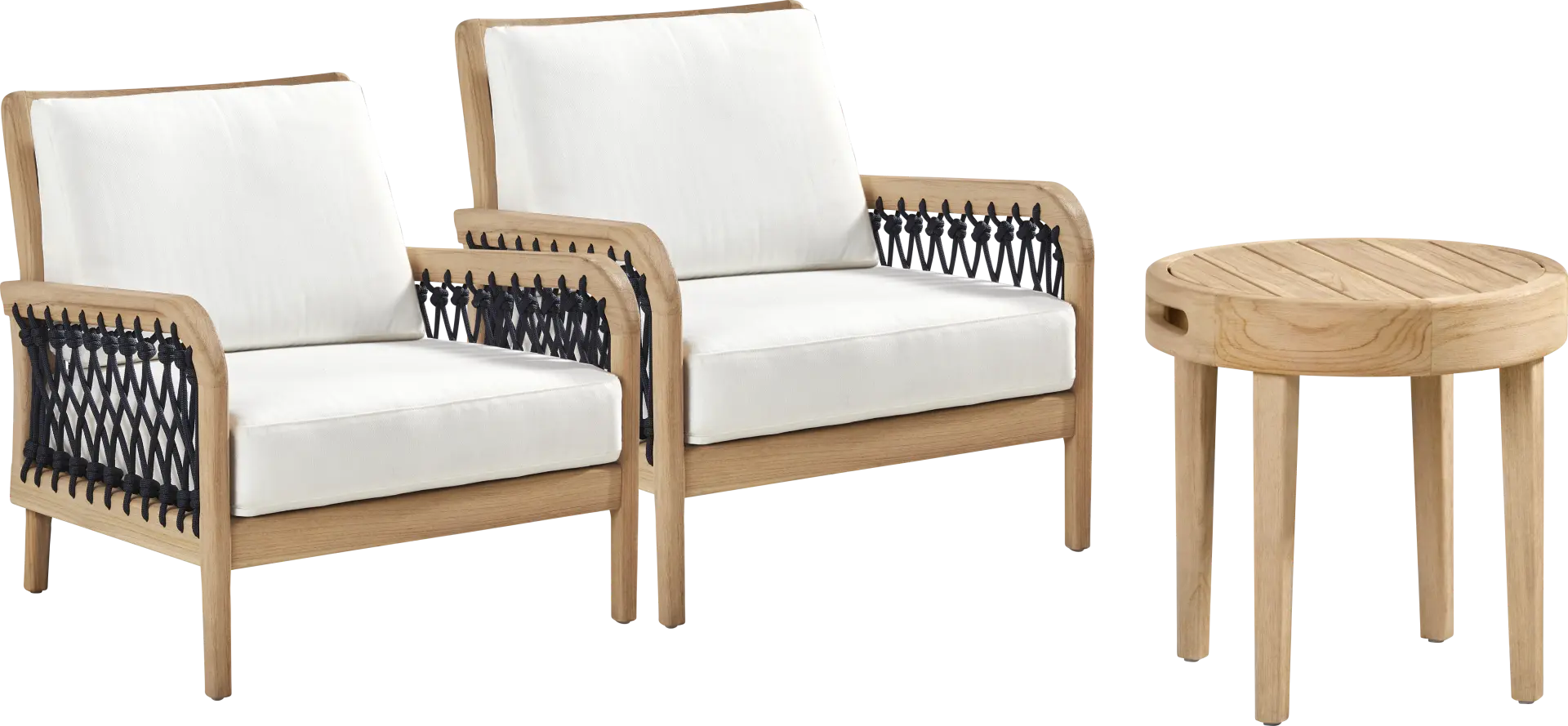 Riva Blonde 3 Pc Outdoor Chat Set with White Cushions