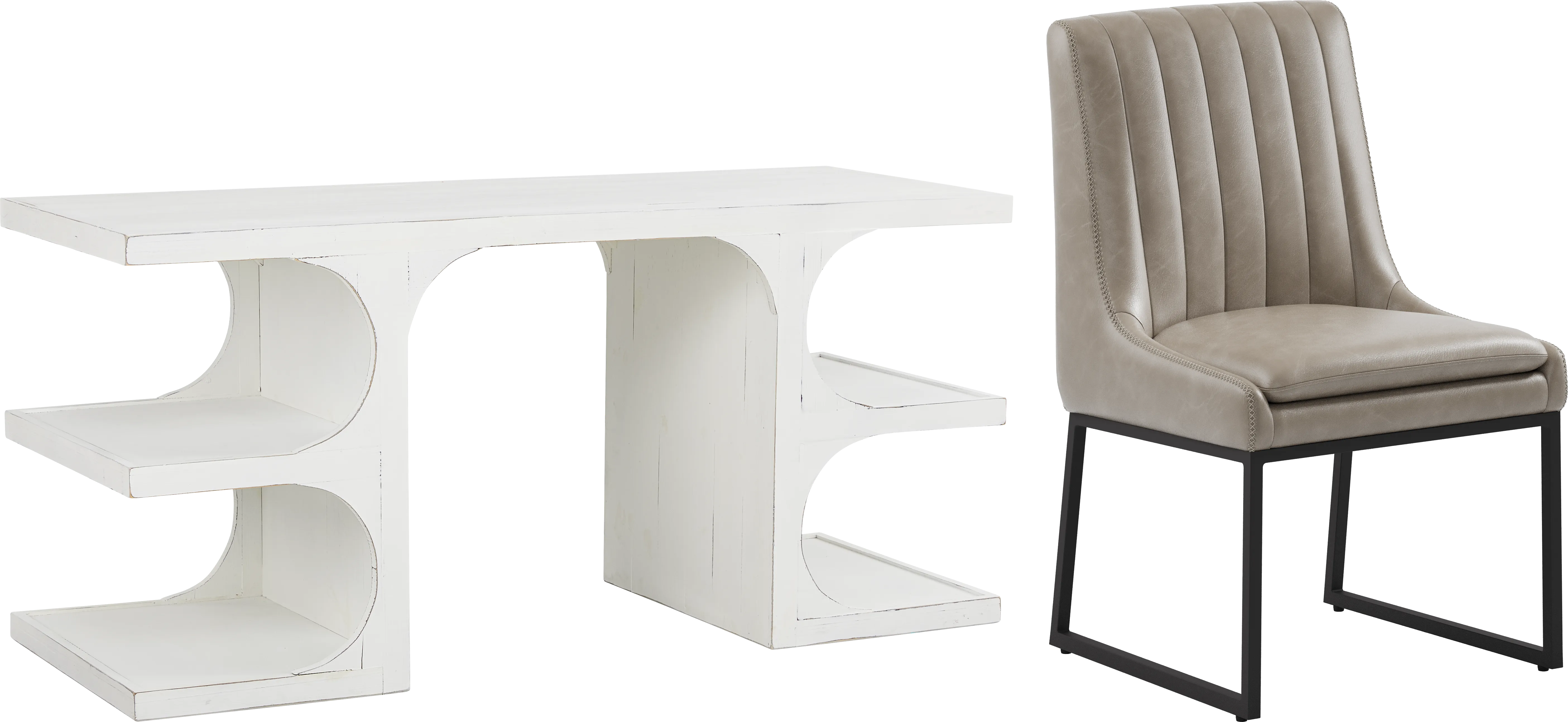 Esmerelda White Writing Desk and Silver Chair - Thumbnail - Image 1