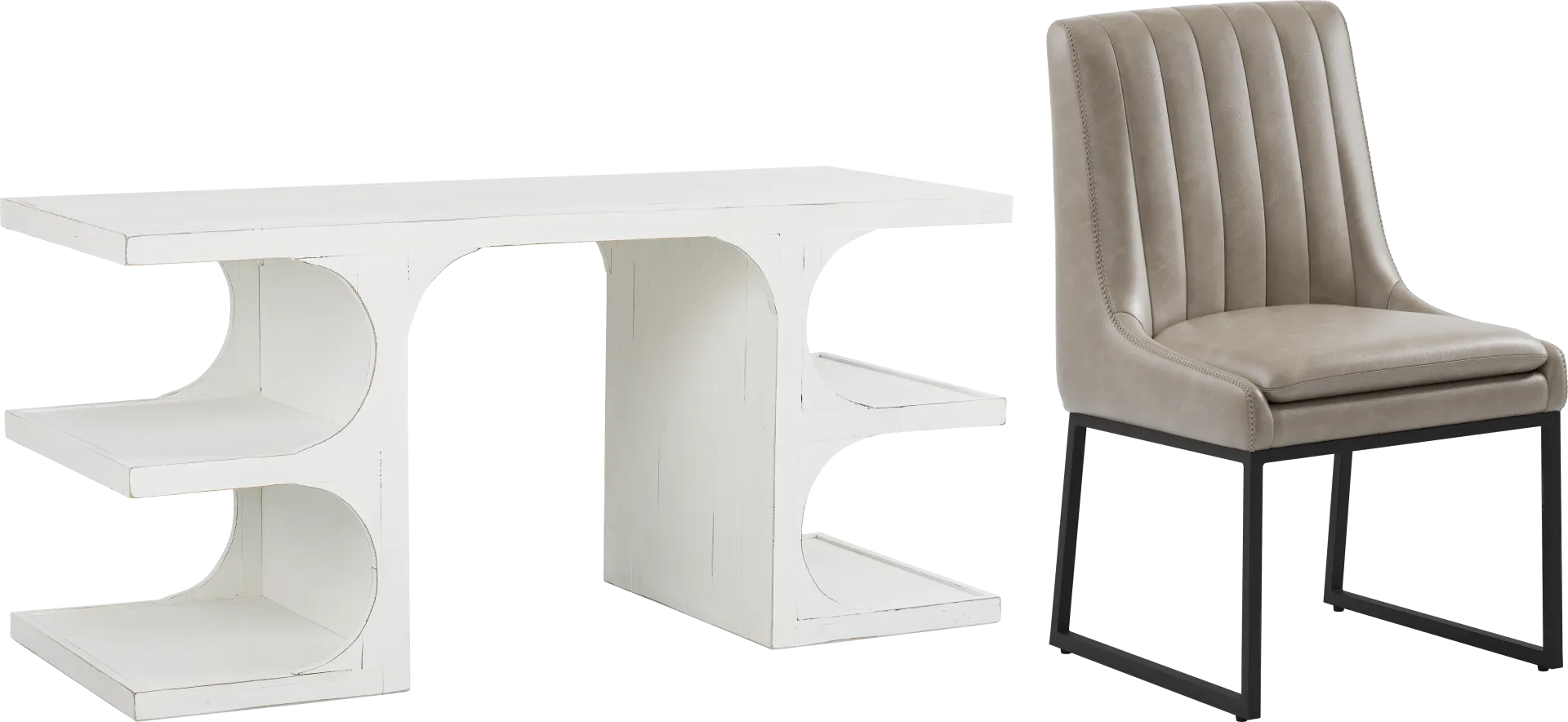 Esmerelda White Writing Desk and Silver Chair - Image 1