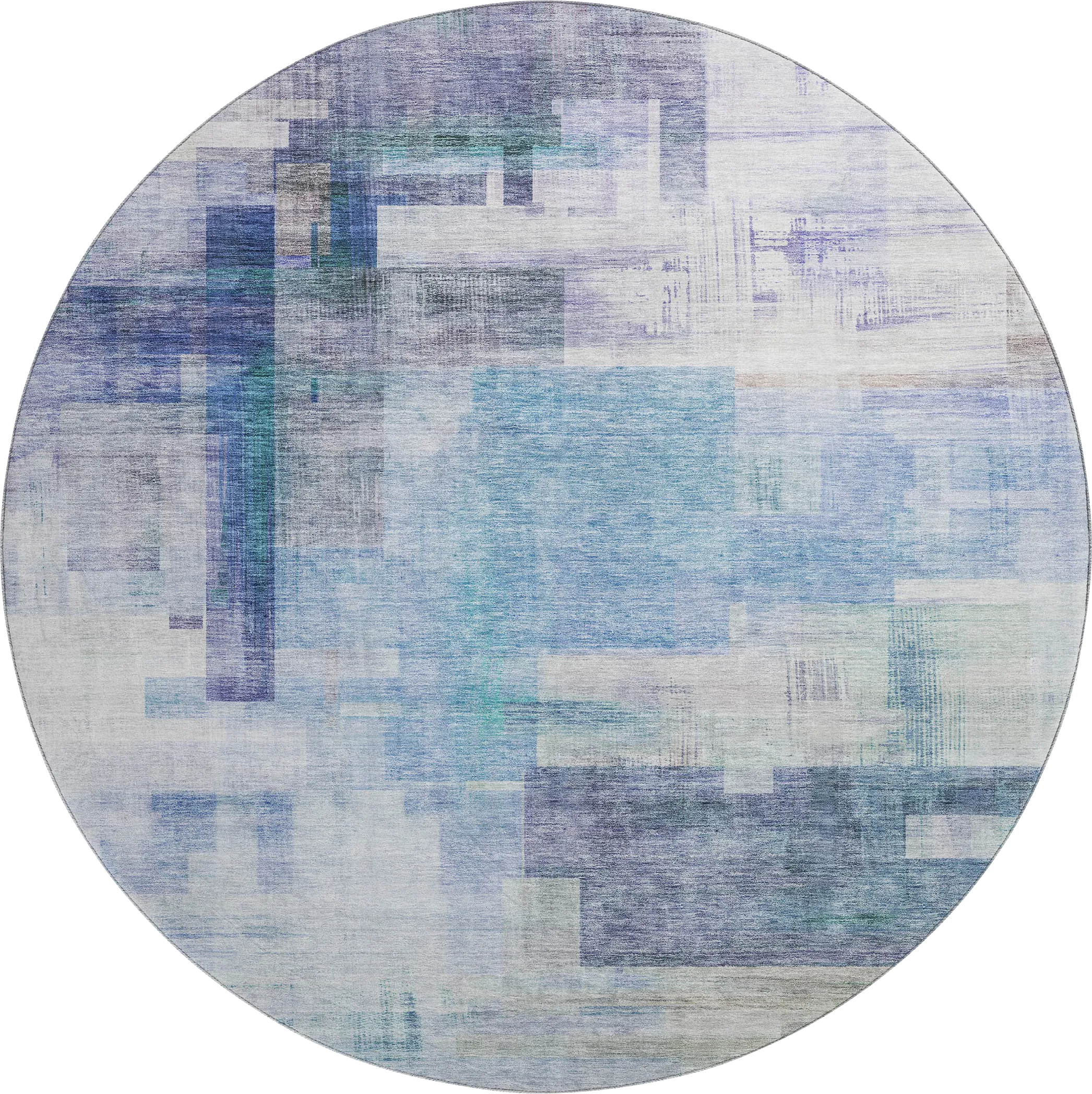 Hanne Blue 8' Round Machine Washable Rug - Thumbnail - Image 1