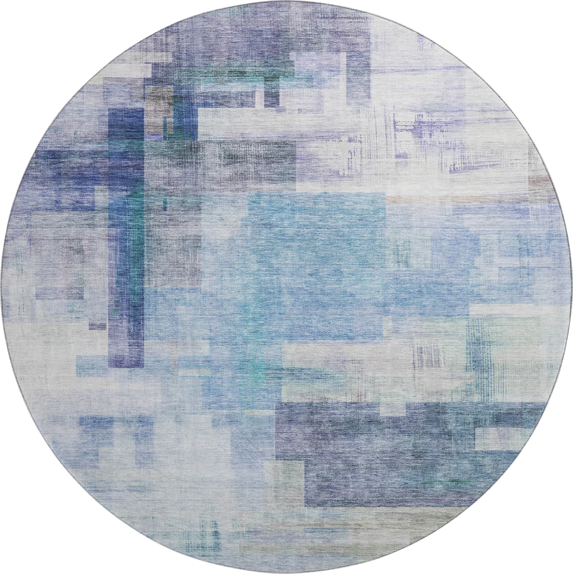 Hanne Blue 8' Round Machine Washable Rug - Image 1