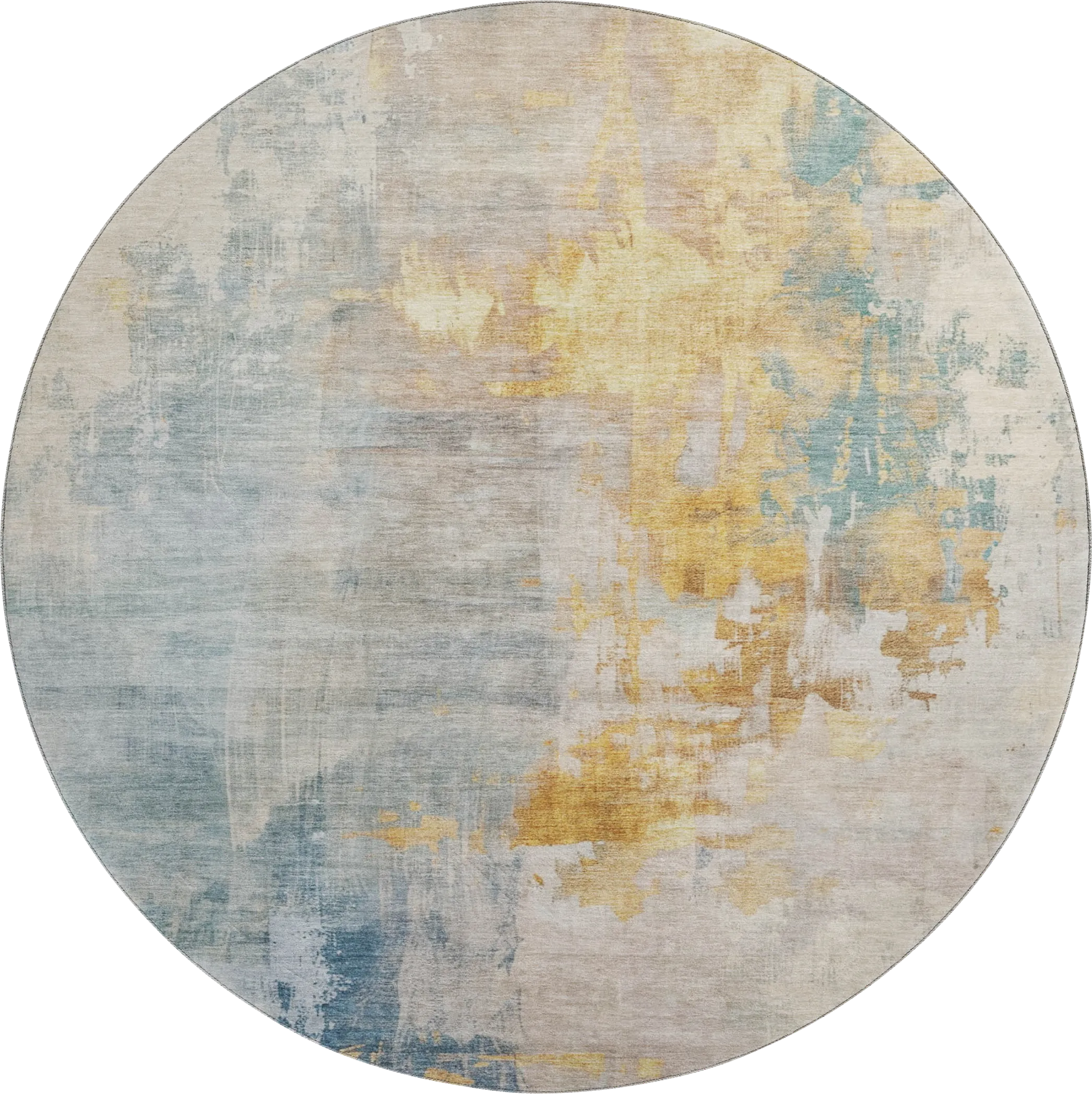 Rala Teal 8' Round Machine Washable Rug - Thumbnail - Image 1