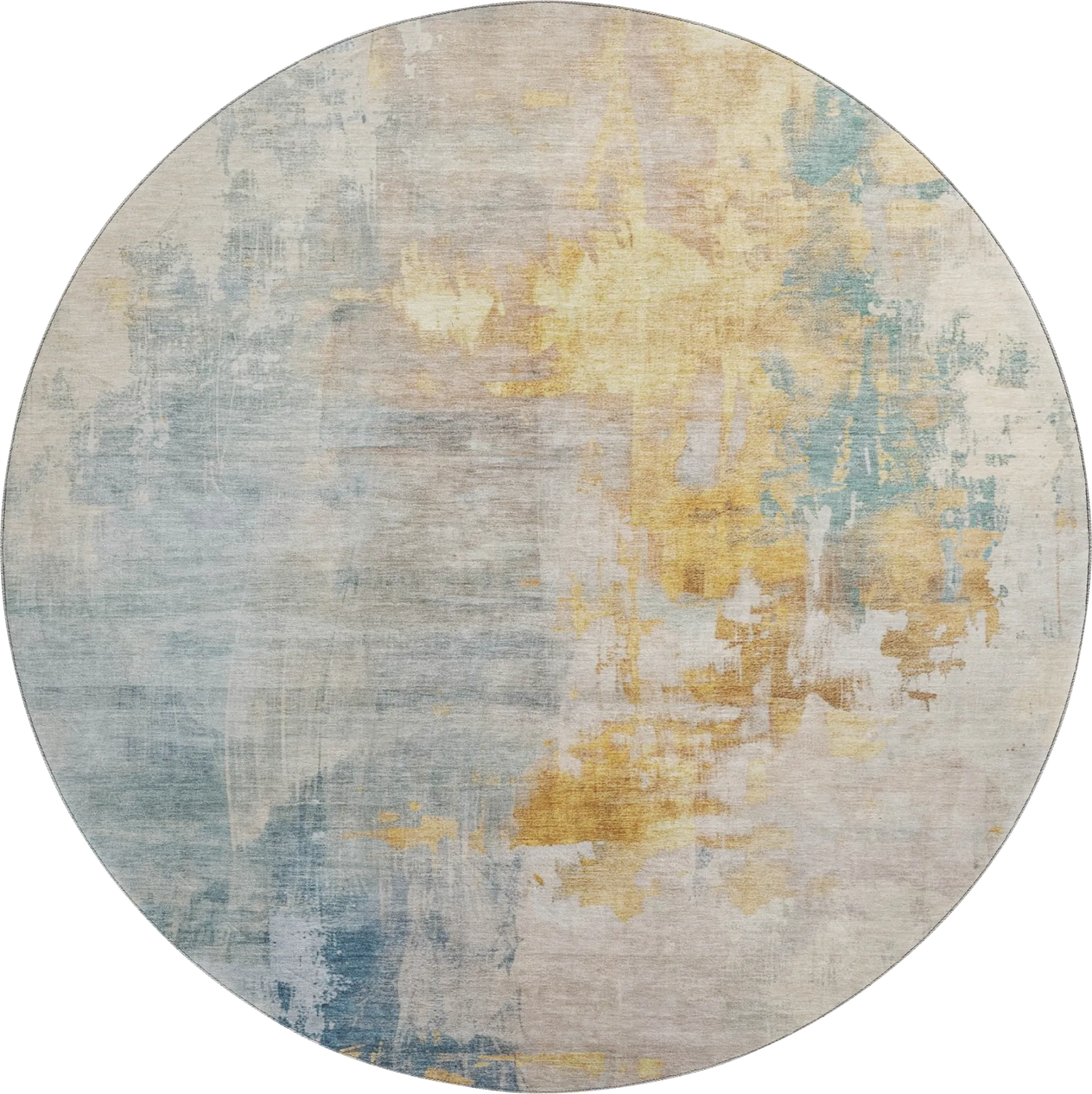 Rala Teal 8' Round Machine Washable Rug - Image 1