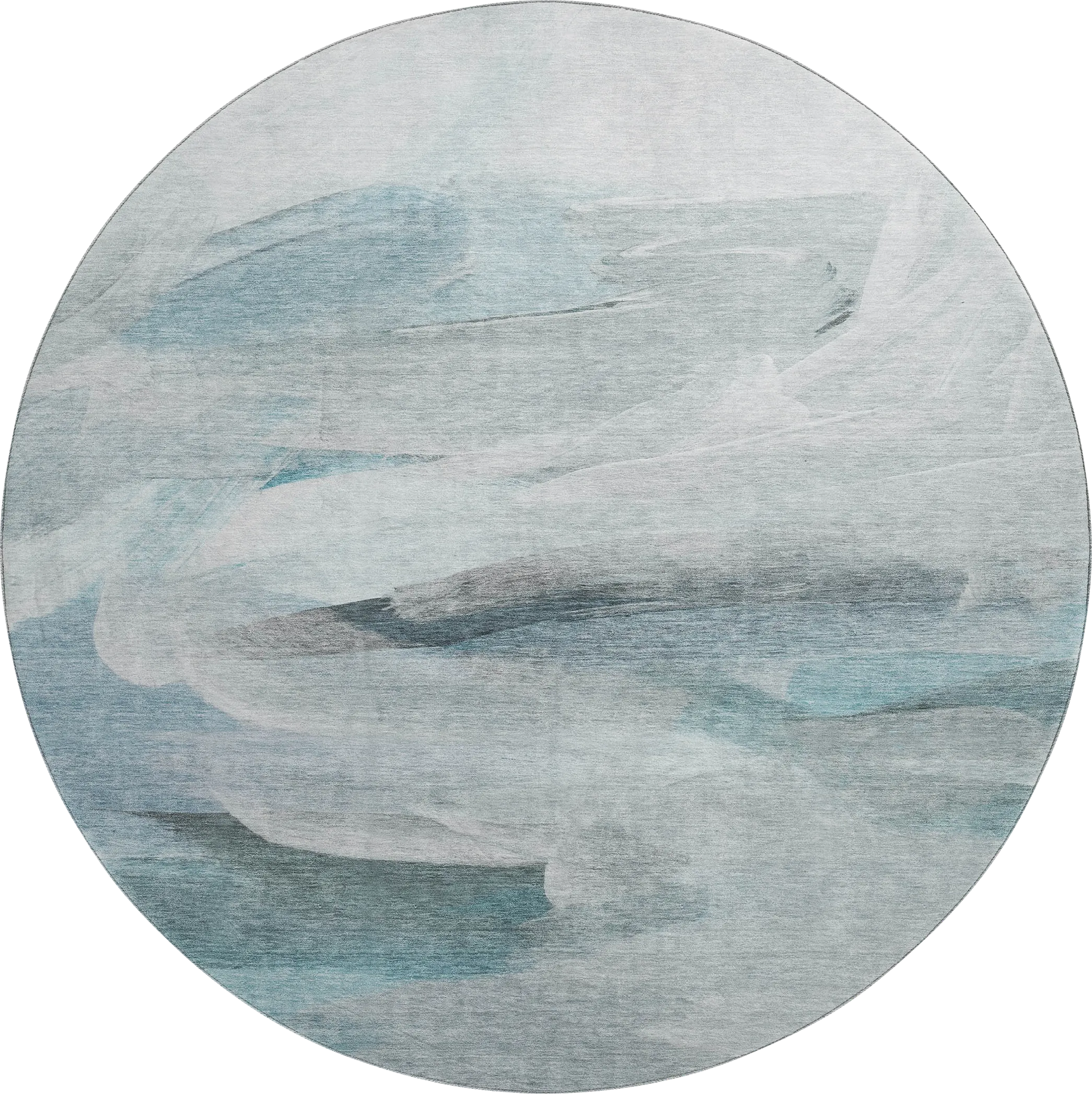 Tridi Teal 8' Round Machine Washable Rug - Thumbnail - Image 1
