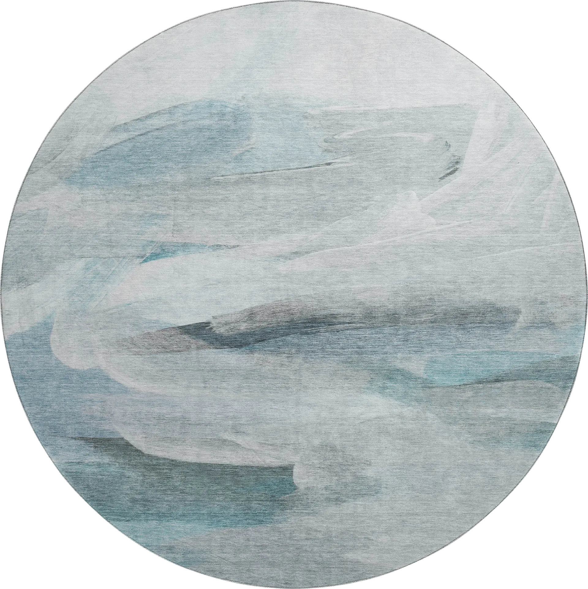 Tridi Teal 8' Round Machine Washable Rug - Image 1