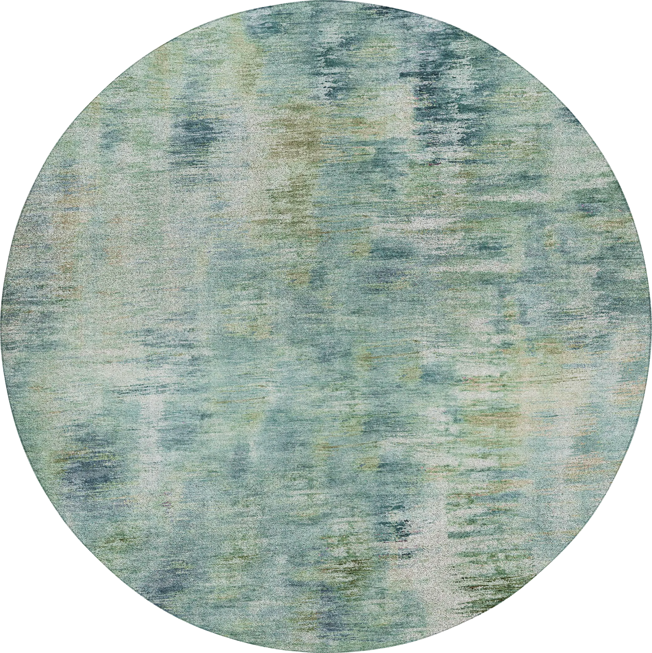 Breka Teal 8' Round Machine Washable Rug - Thumbnail - Image 1