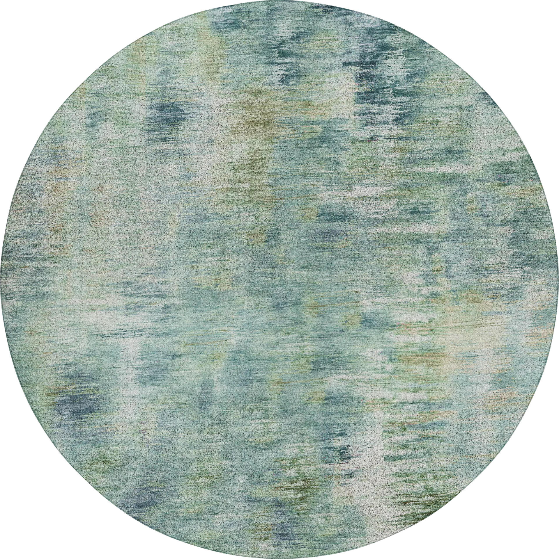 Breka Teal 8' Round Machine Washable Rug - Image 1