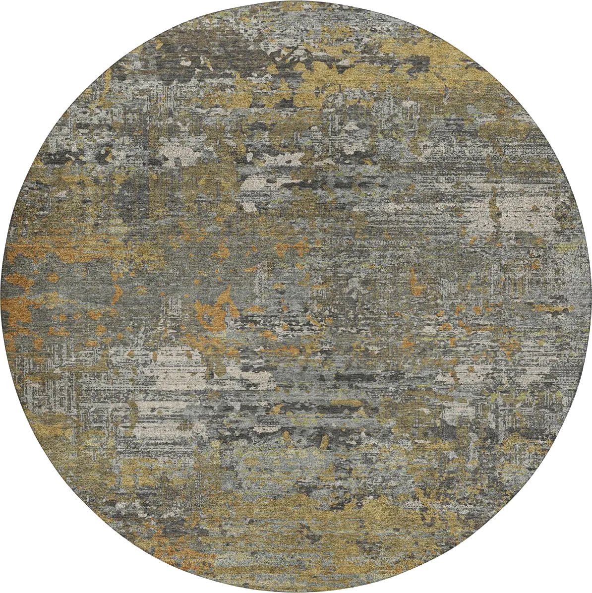 Srisor Gray 8' Round Machine Washable Rug - Thumbnail - Image 1
