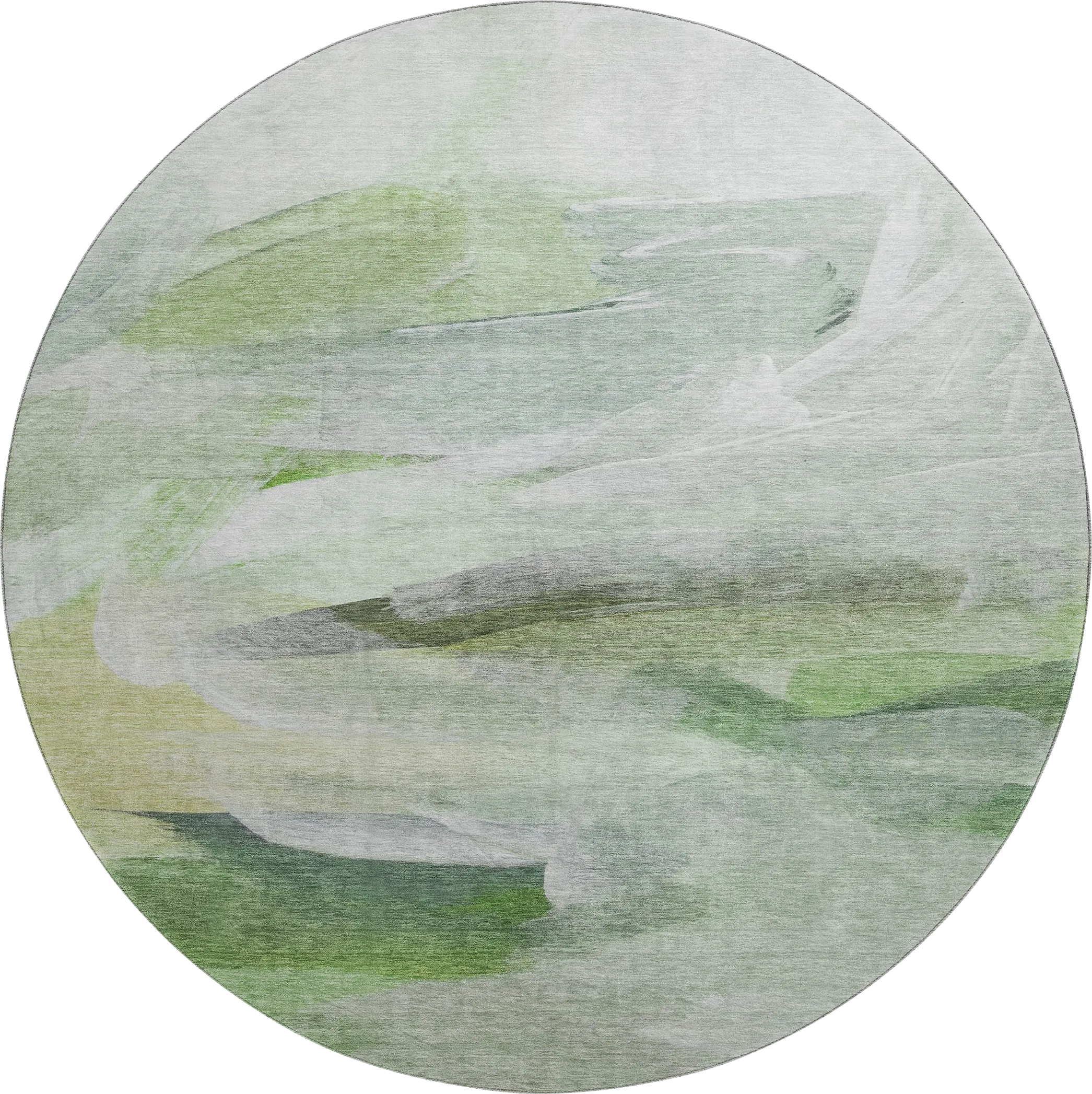 Tridi Green 8' Round Machine Washable Rug - Thumbnail - Image 1
