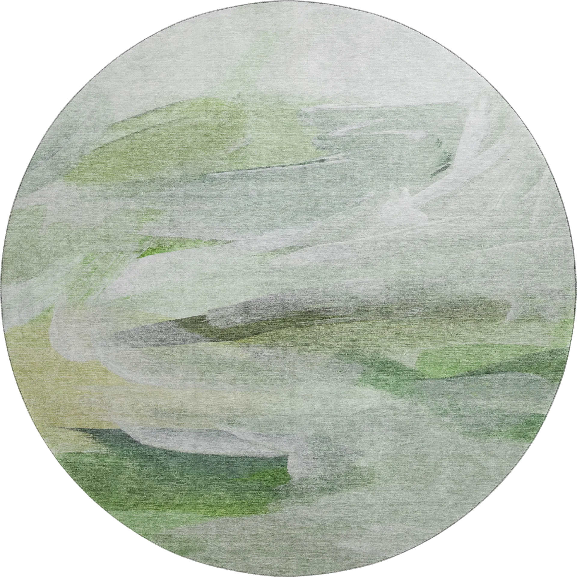 Tridi Green 8' Round Machine Washable Rug - Image 1