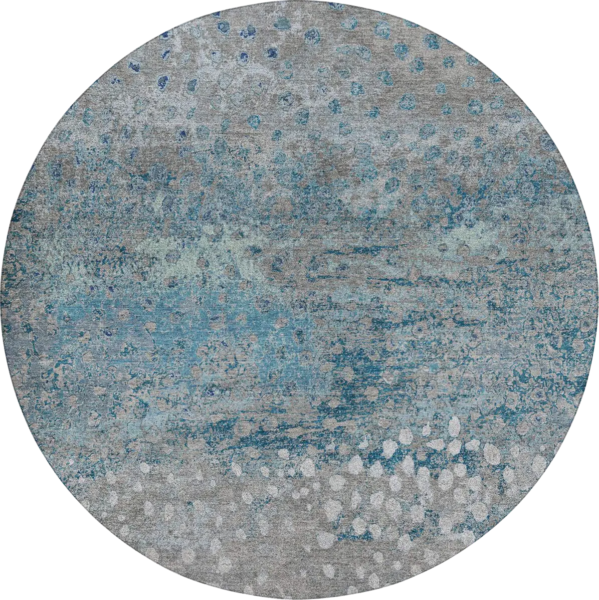 Jirak Blue 8' Round Machine Washable Rug