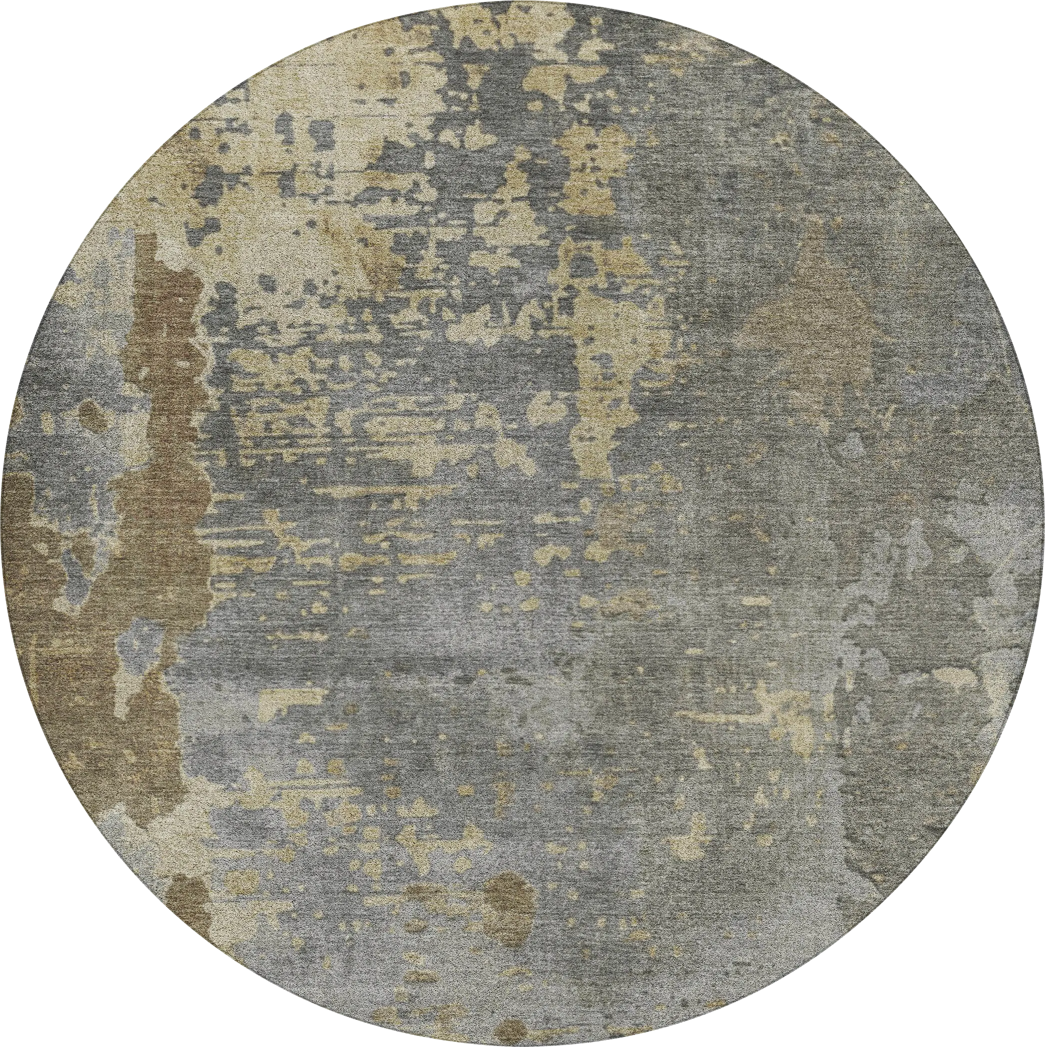 Tinde Gray 8' Round Machine Washable Rug - Thumbnail - Image 1