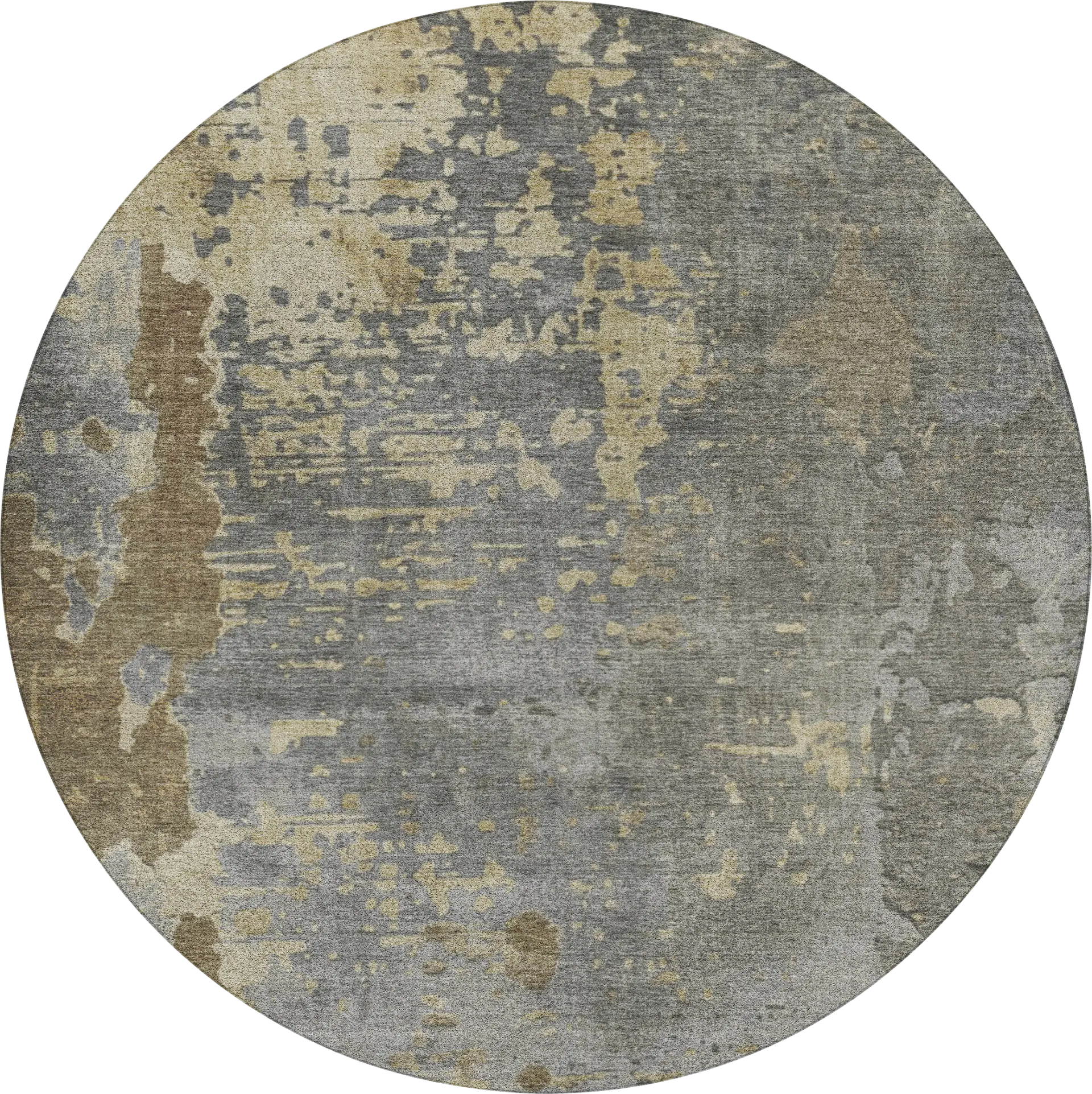 Tinde Gray 8' Round Machine Washable Rug