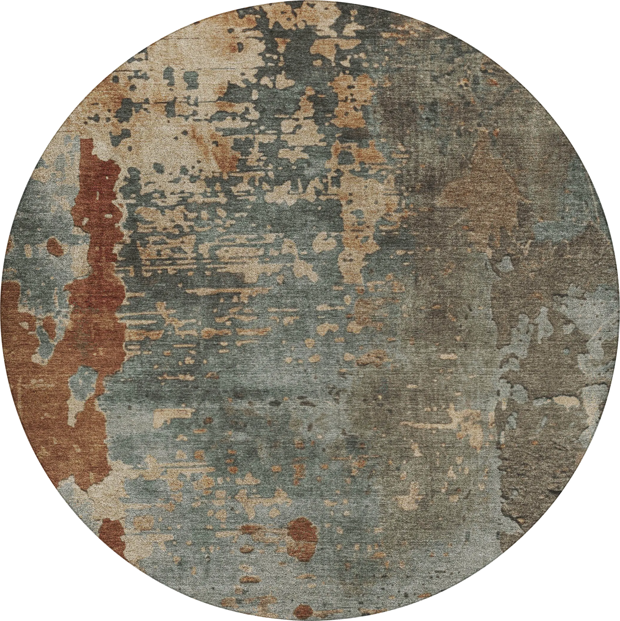 Tinde Teal 8' Round Machine Washable Rug - Thumbnail - Image 1