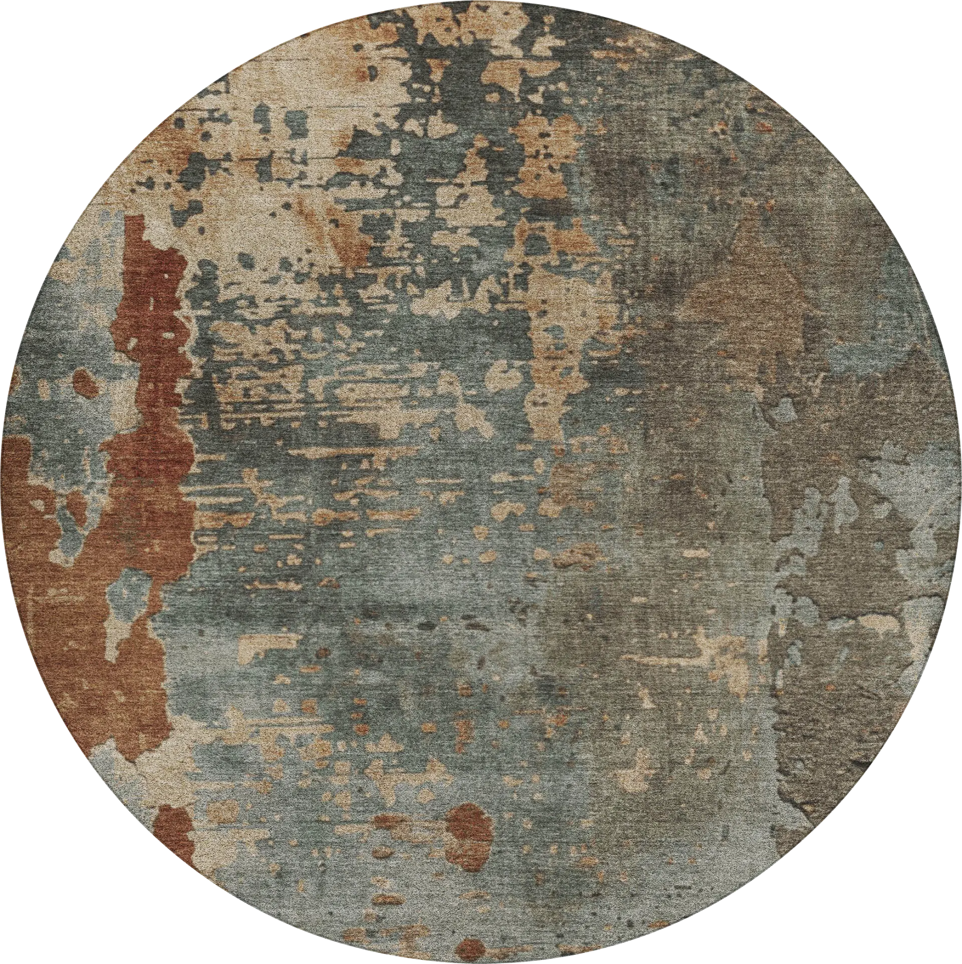 Tinde Teal 8' Round Machine Washable Rug