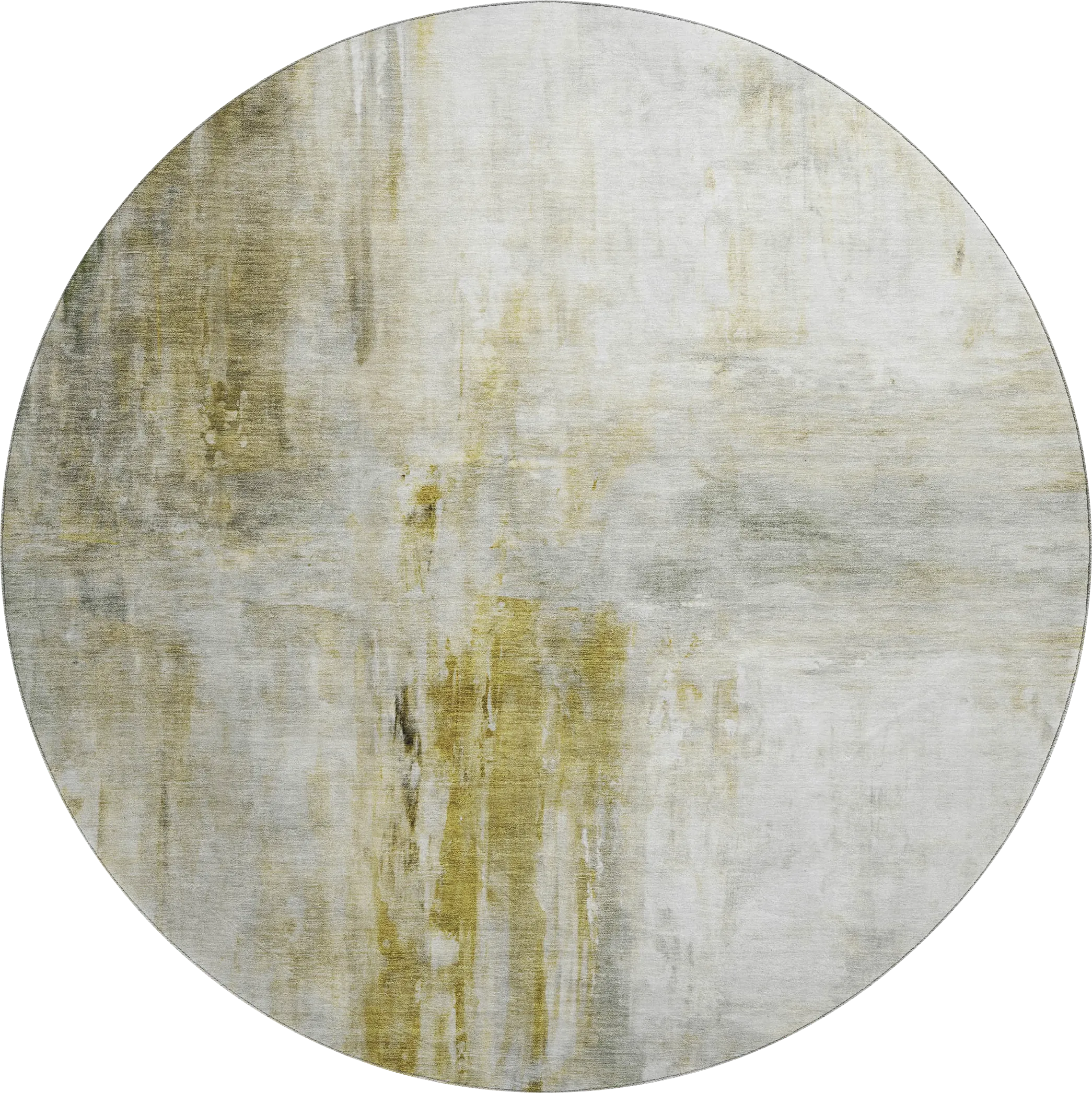 Kasti Gold 8' Round Machine Washable Rug - Thumbnail - Image 1