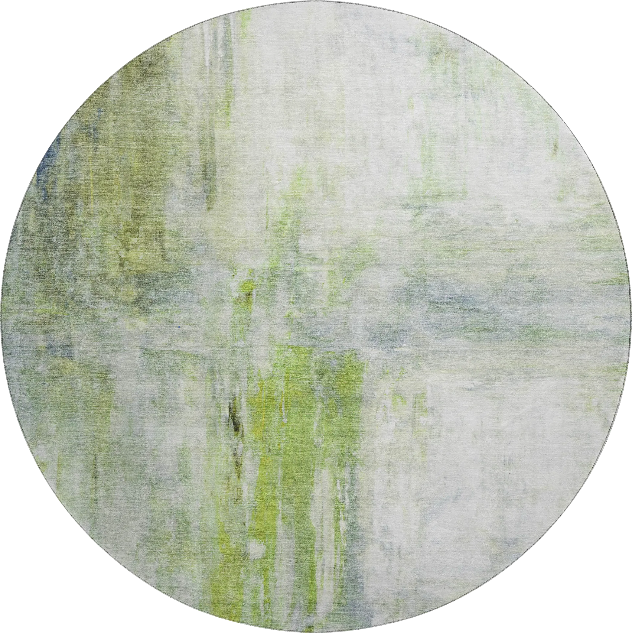 Kasti Green 8' Round Machine Washable Rug - Thumbnail - Image 1