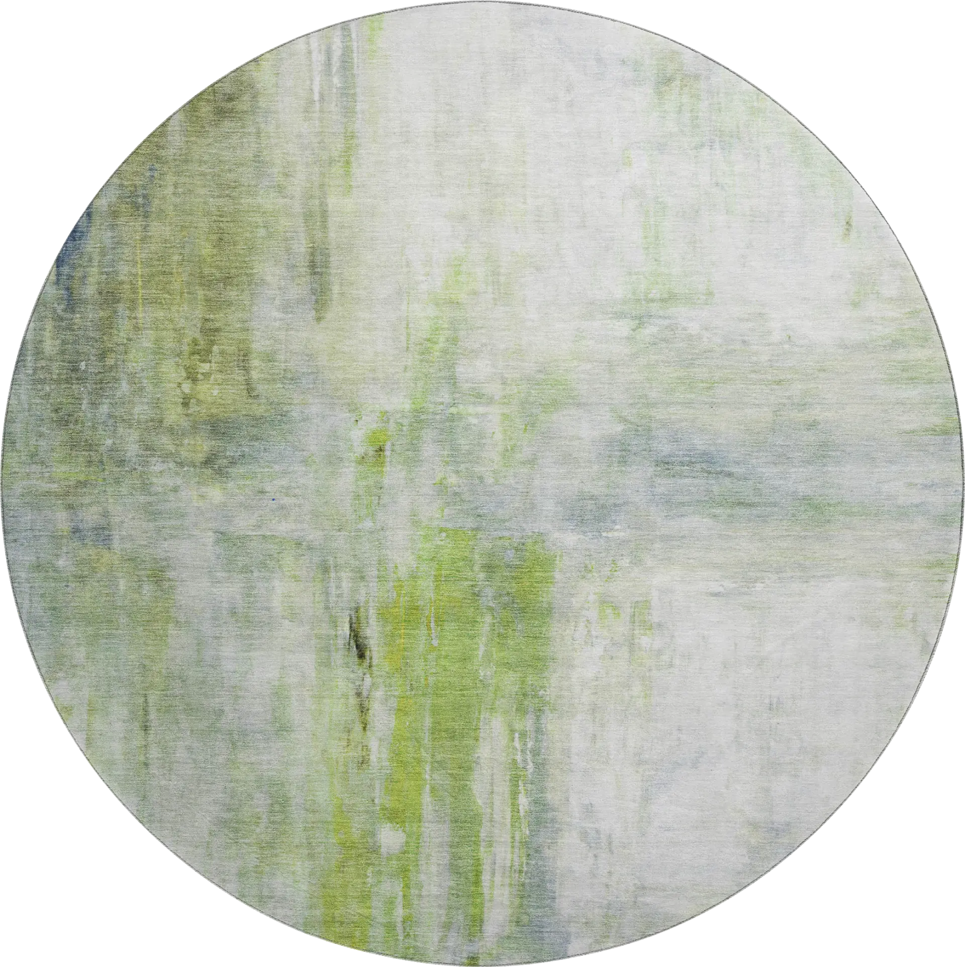 Kasti Green 8' Round Machine Washable Rug