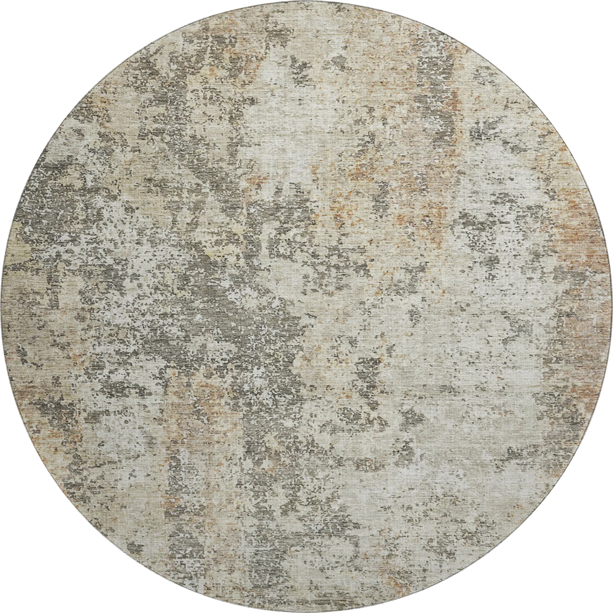 Elianne Taupe 8' Round Machine Washable Rug - Image 1