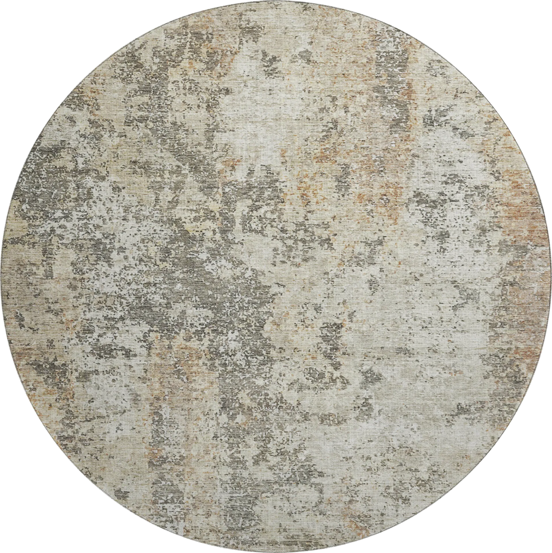 Elianne Taupe 8' Round Machine Washable Rug - Image 1