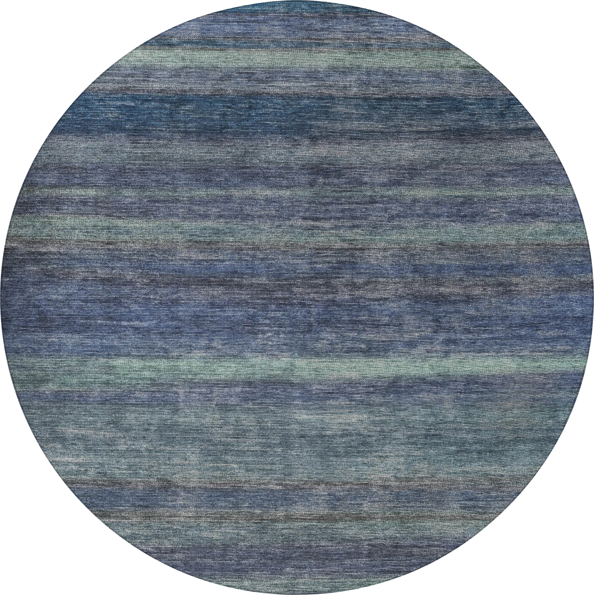 Renera Blue 8' Round Machine Washable Rug - Image 1
