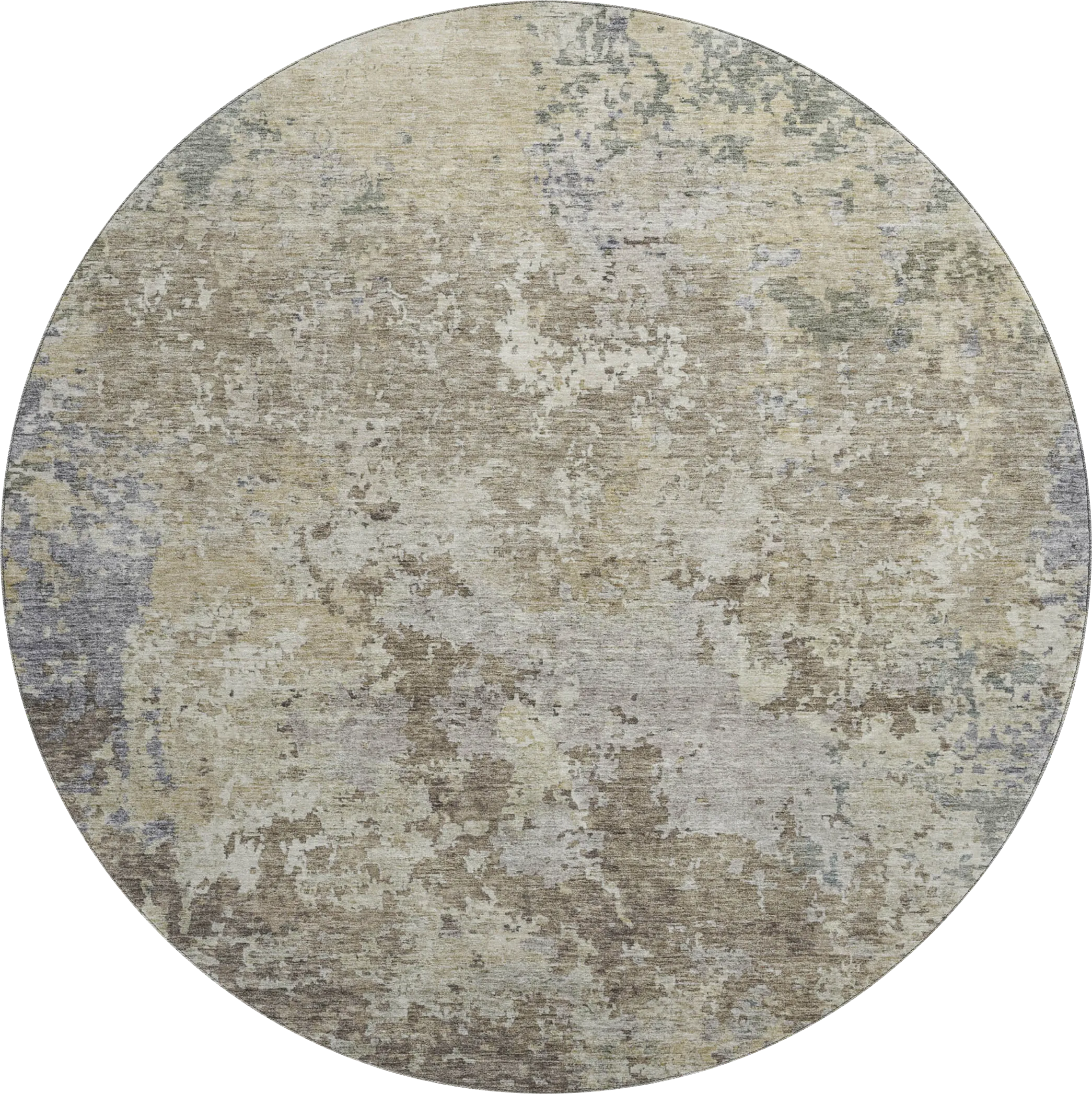 Jaisa Beige 8' Round Machine Washable Rug - Thumbnail - Image 1