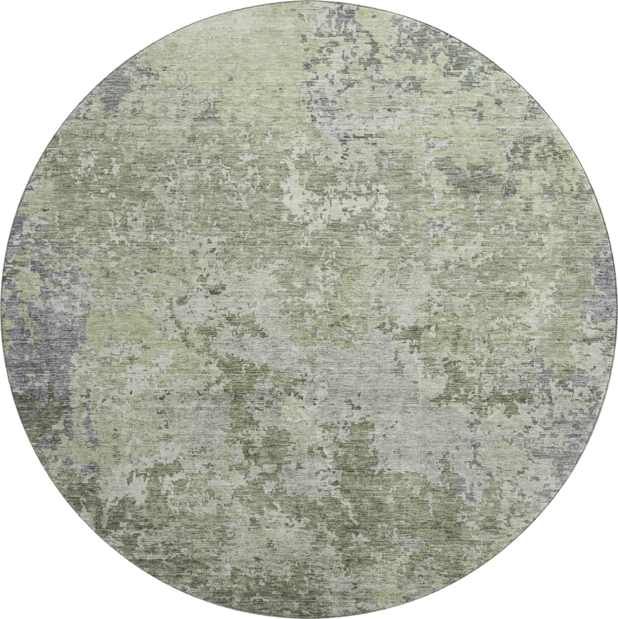 Jaisa Green 8' Round Machine Washable Rug - Thumbnail - Image 1