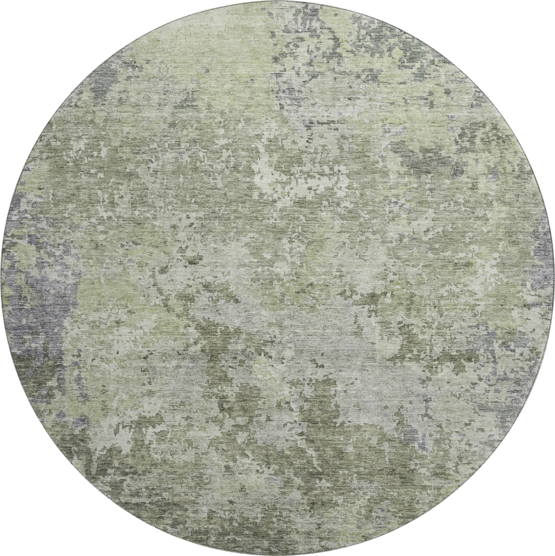 Jaisa Green 8' Round Machine Washable Rug