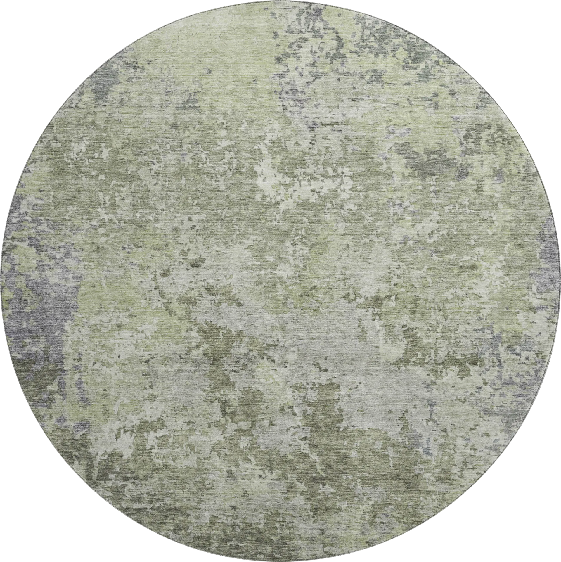 Jaisa Green 8' Round Machine Washable Rug - Image 1
