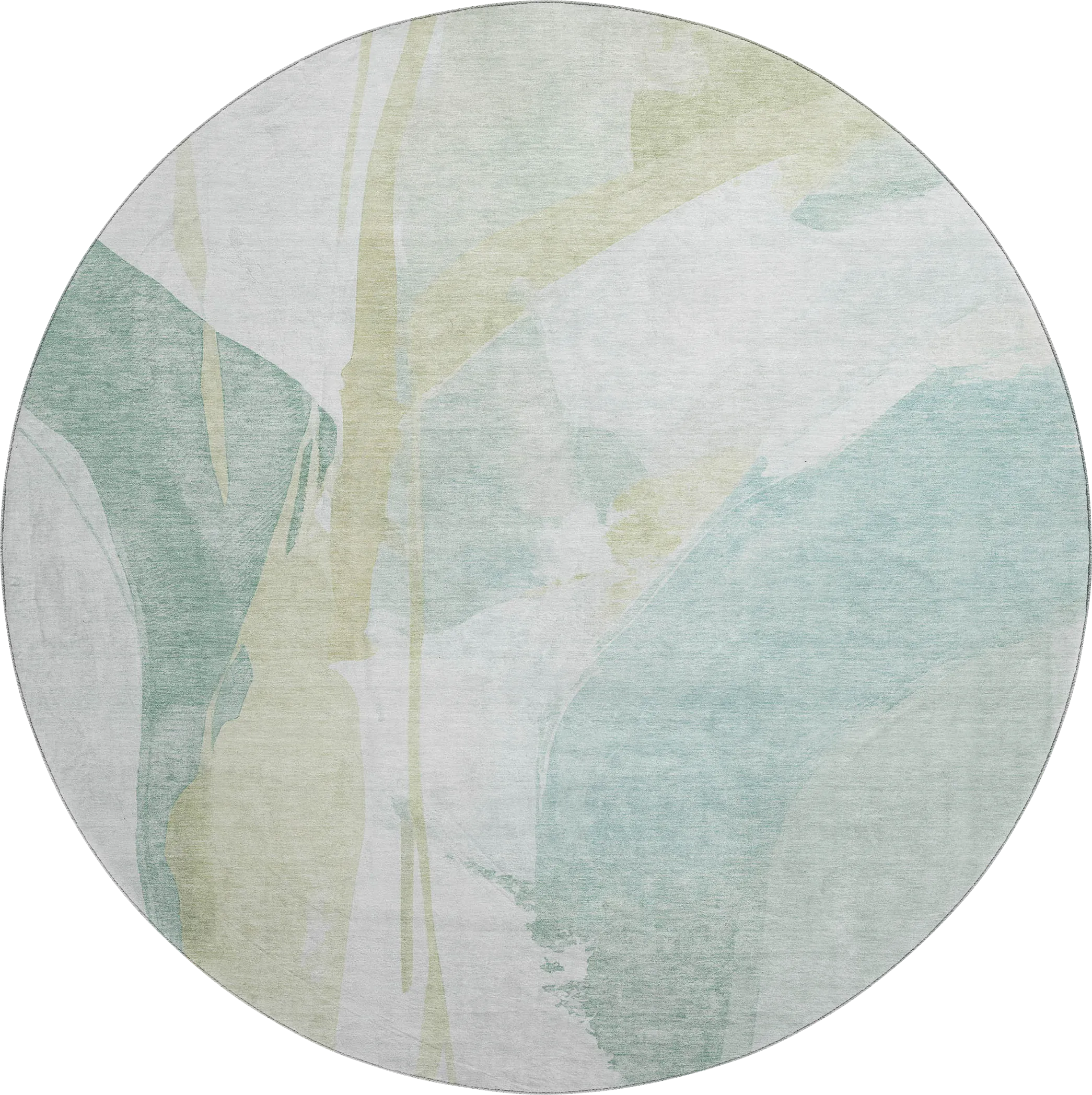 Pratin Teal 8' Round Machine Washable Rug - Thumbnail - Image 1