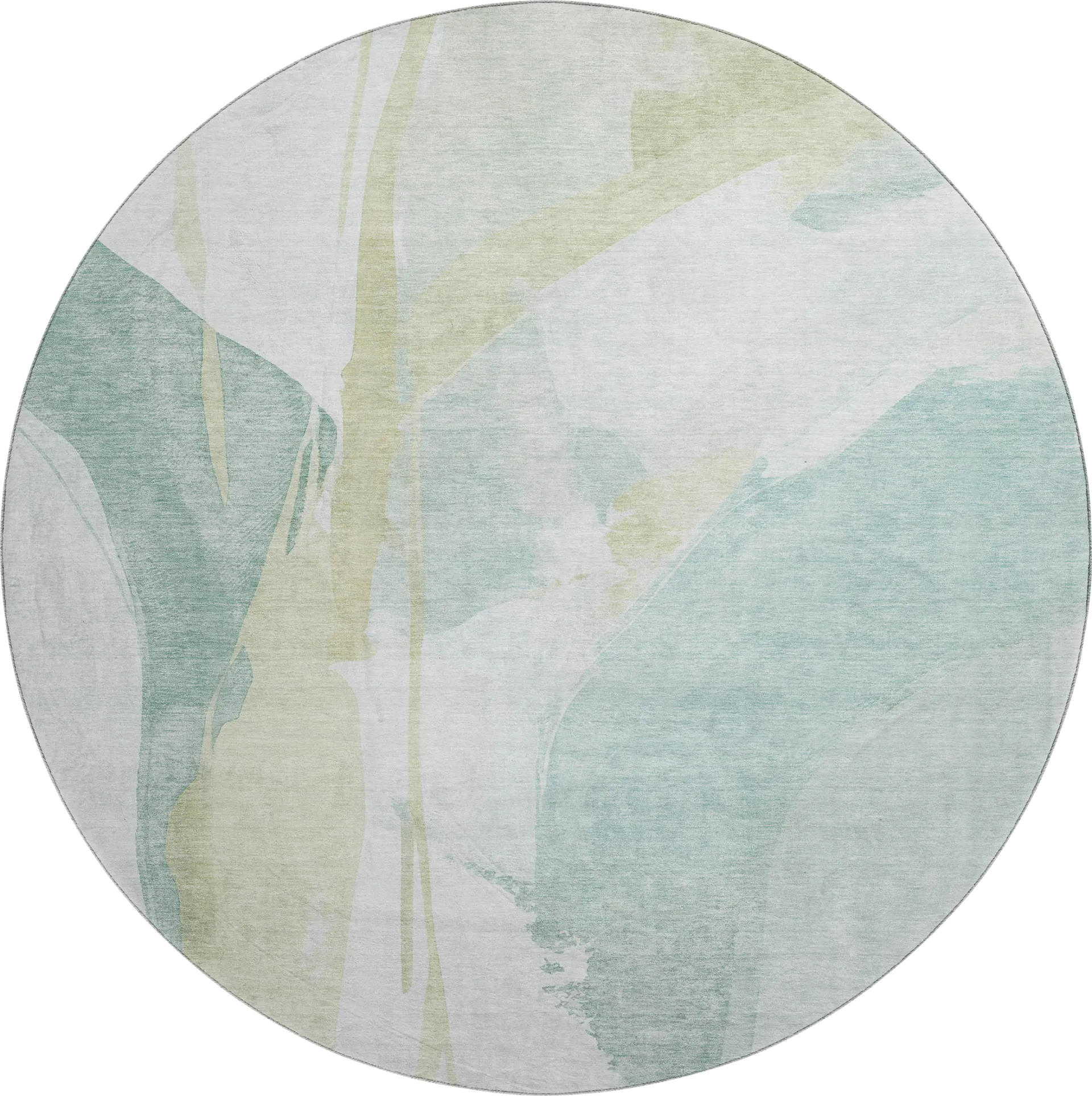 Pratin Teal 8' Round Machine Washable Rug - Image 1