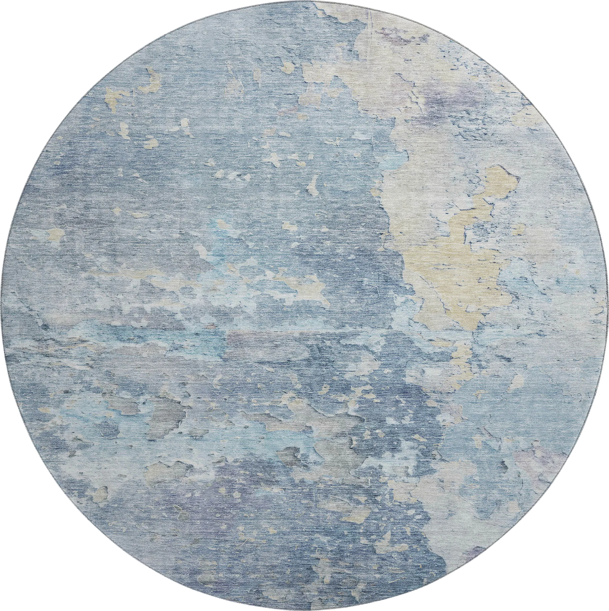 Amme Blue 8' Round Machine Washable Rug - Thumbnail - Image 1