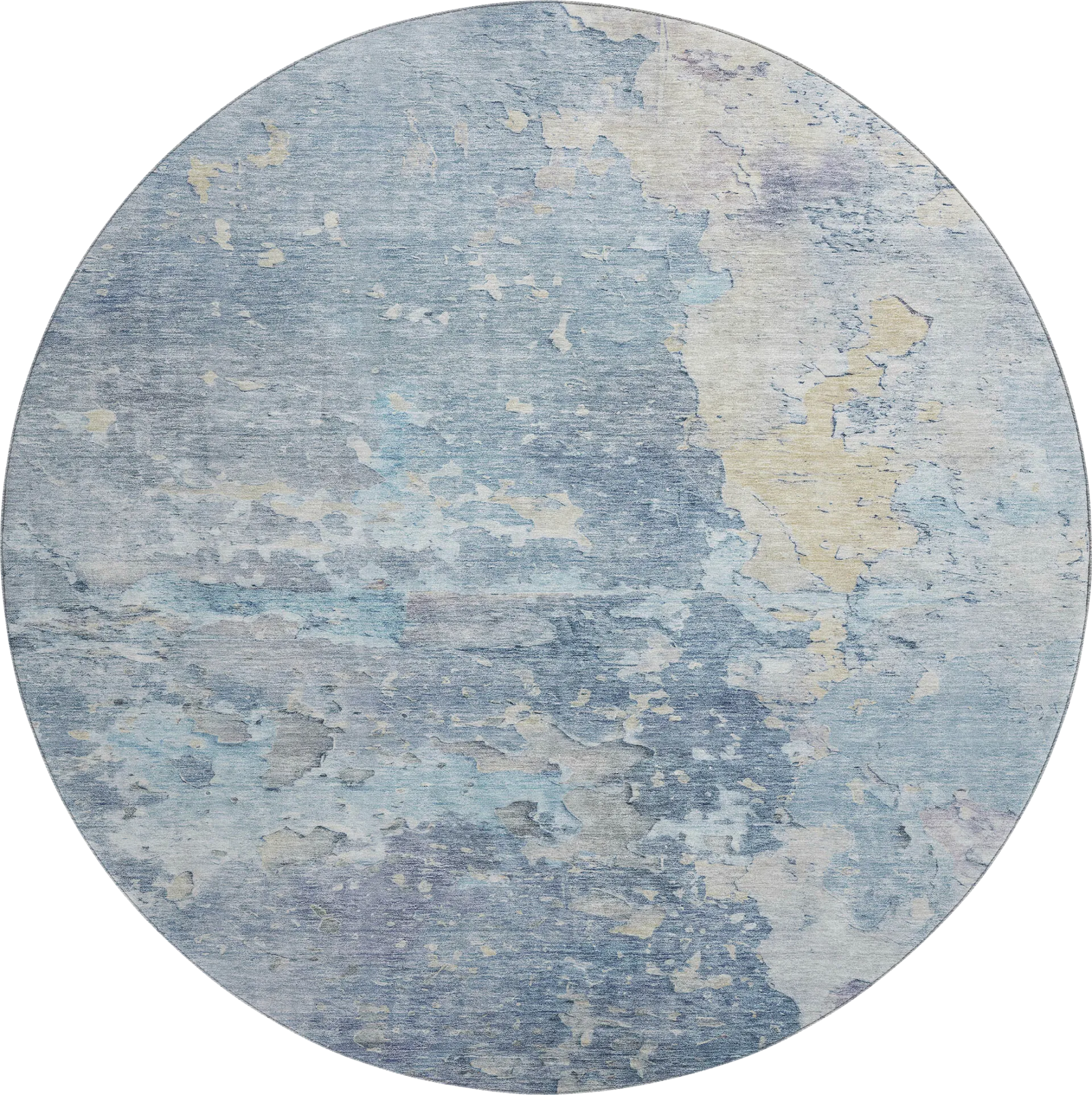 Amme Blue 8' Round Machine Washable Rug - Image 1