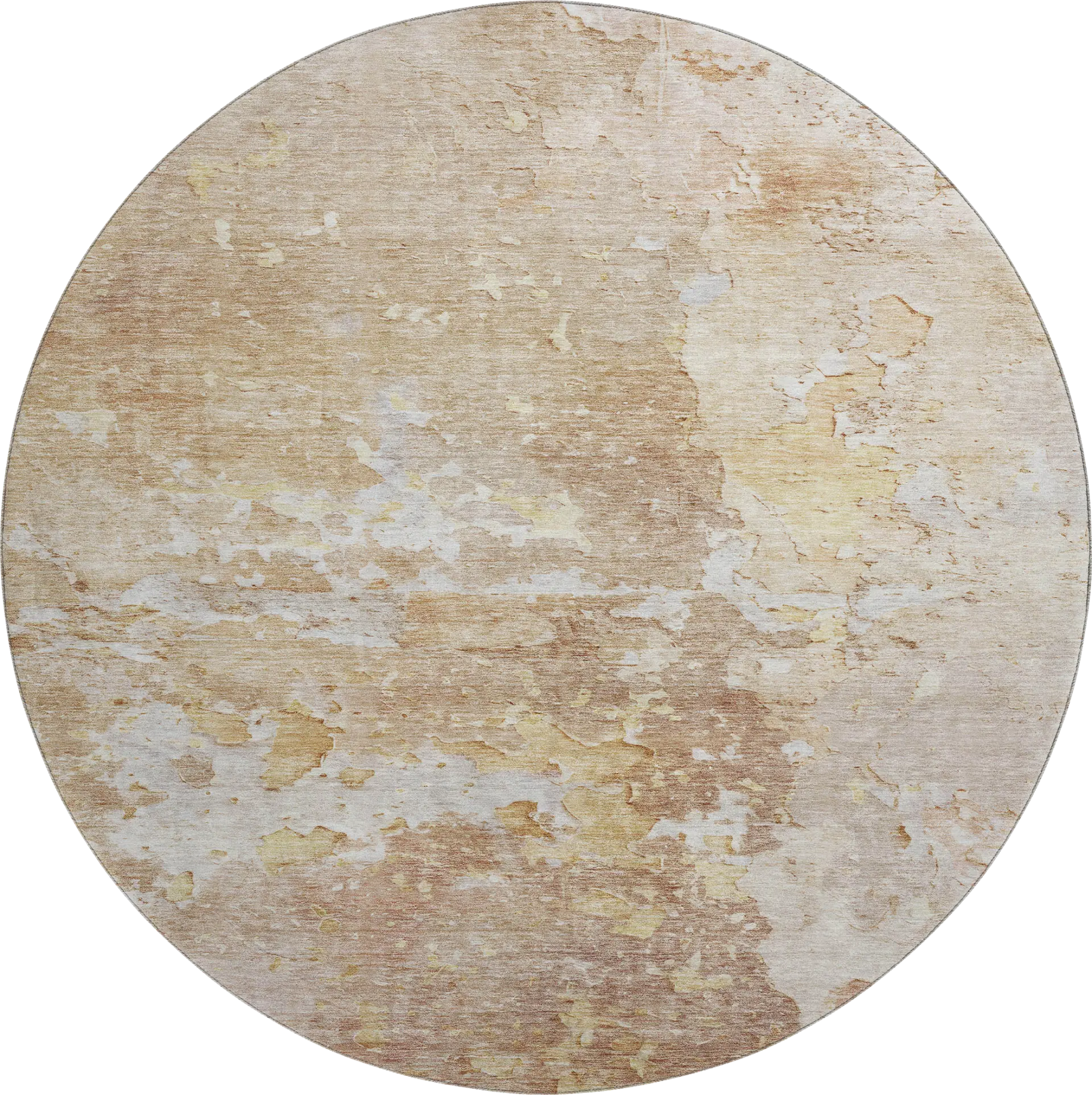 Amme Peach 8' Round Machine Washable Rug