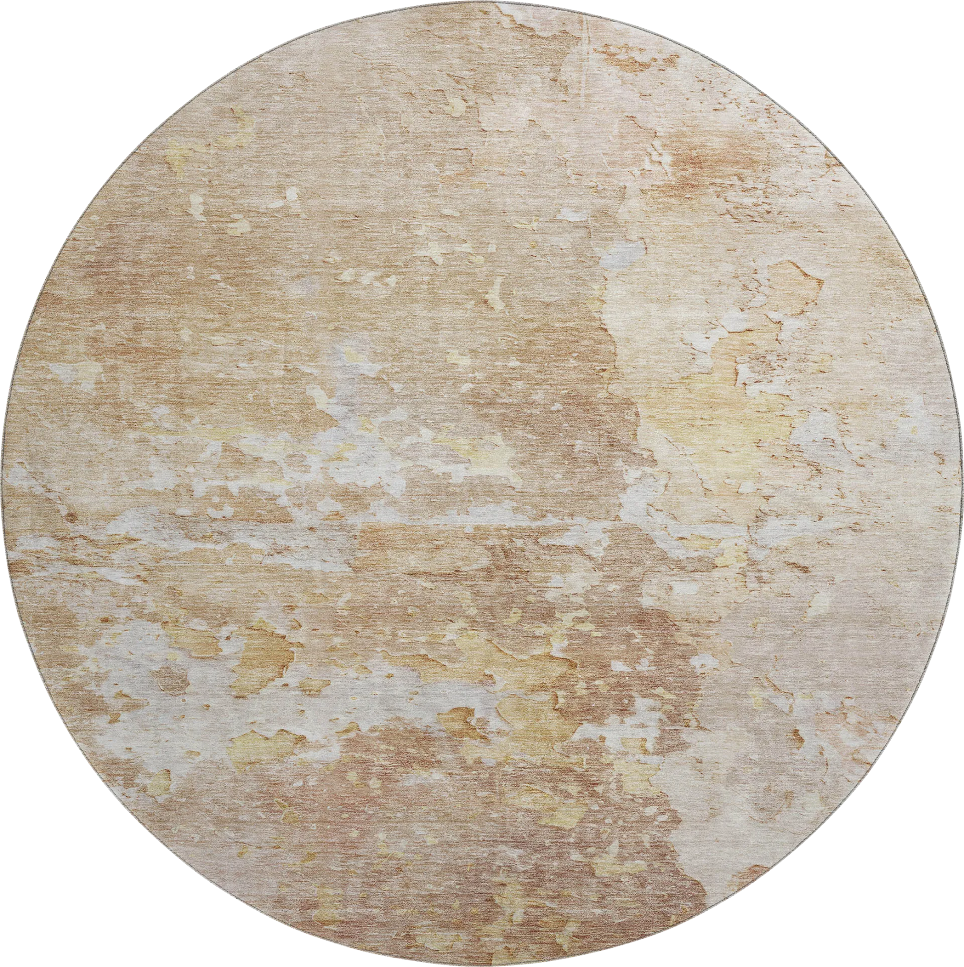 Amme Peach 8' Round Machine Washable Rug - Image 1