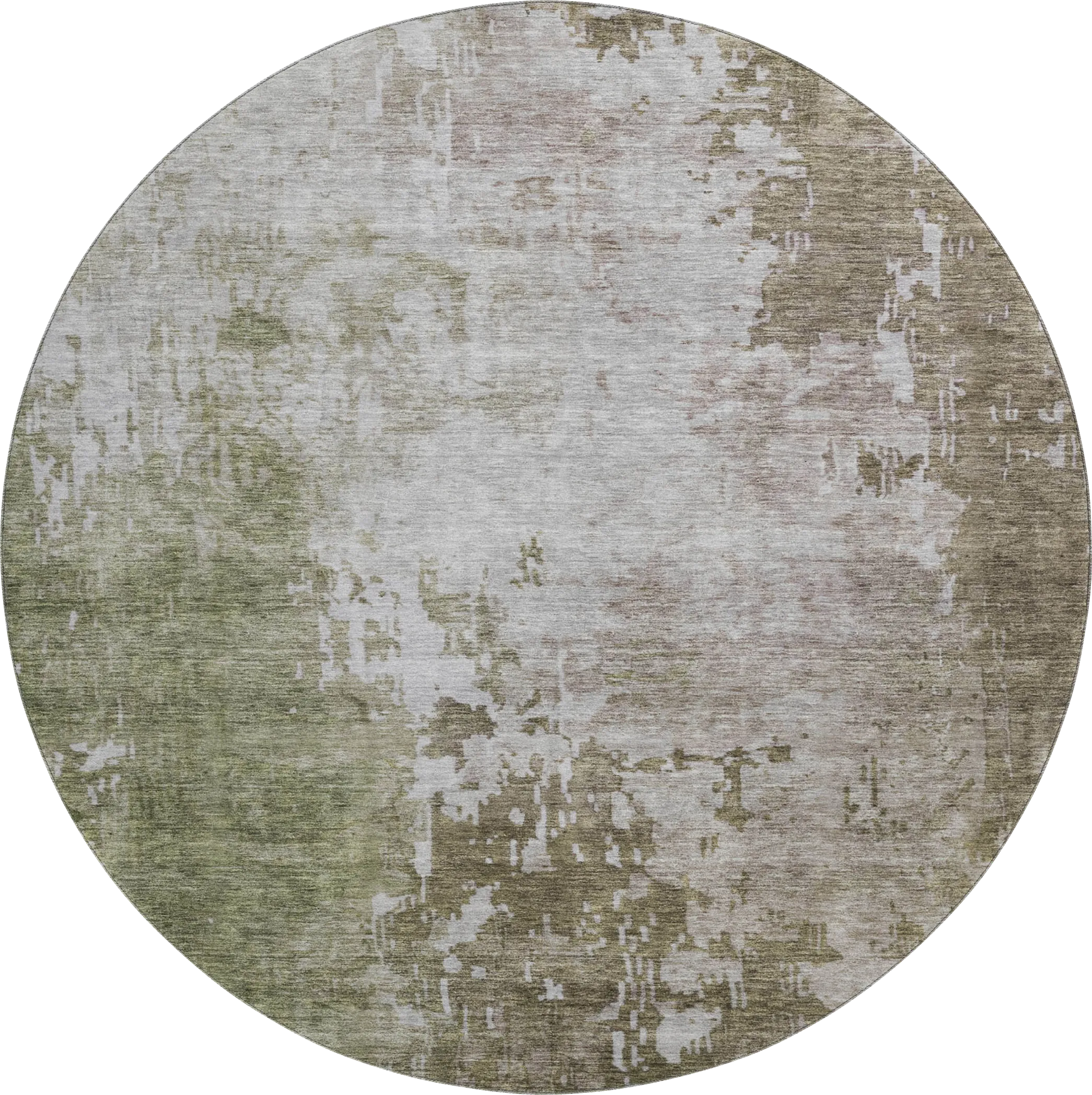 Shama Green 8' Round Machine Washable Rug - Thumbnail - Image 1
