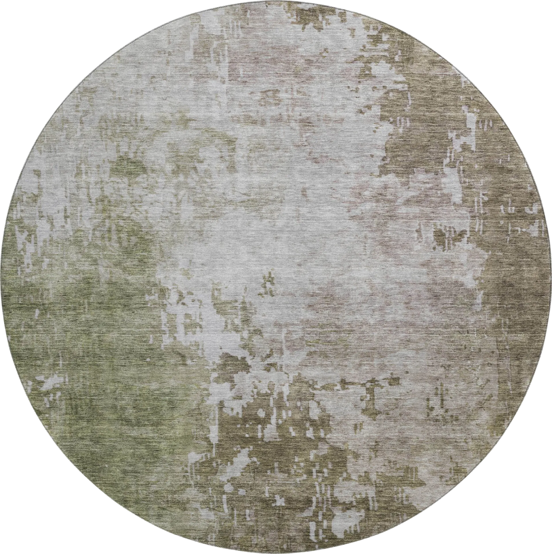 Shama Green 8' Round Machine Washable Rug - Image 1
