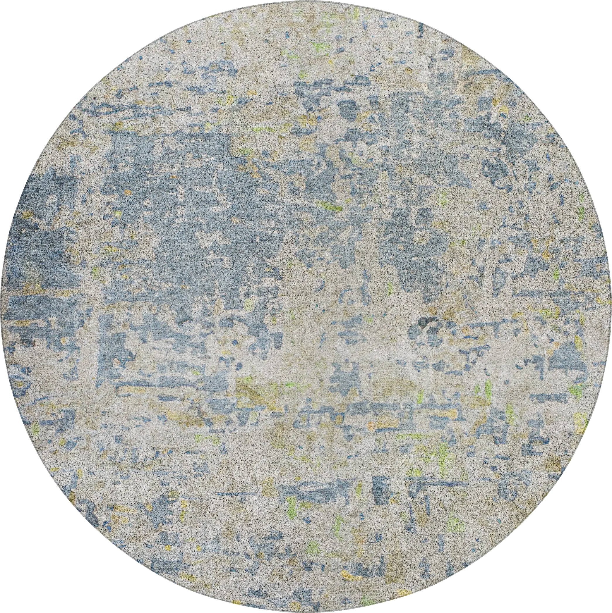 Liayah Blue 8' Round Machine Washable Rug - Thumbnail - Image 1