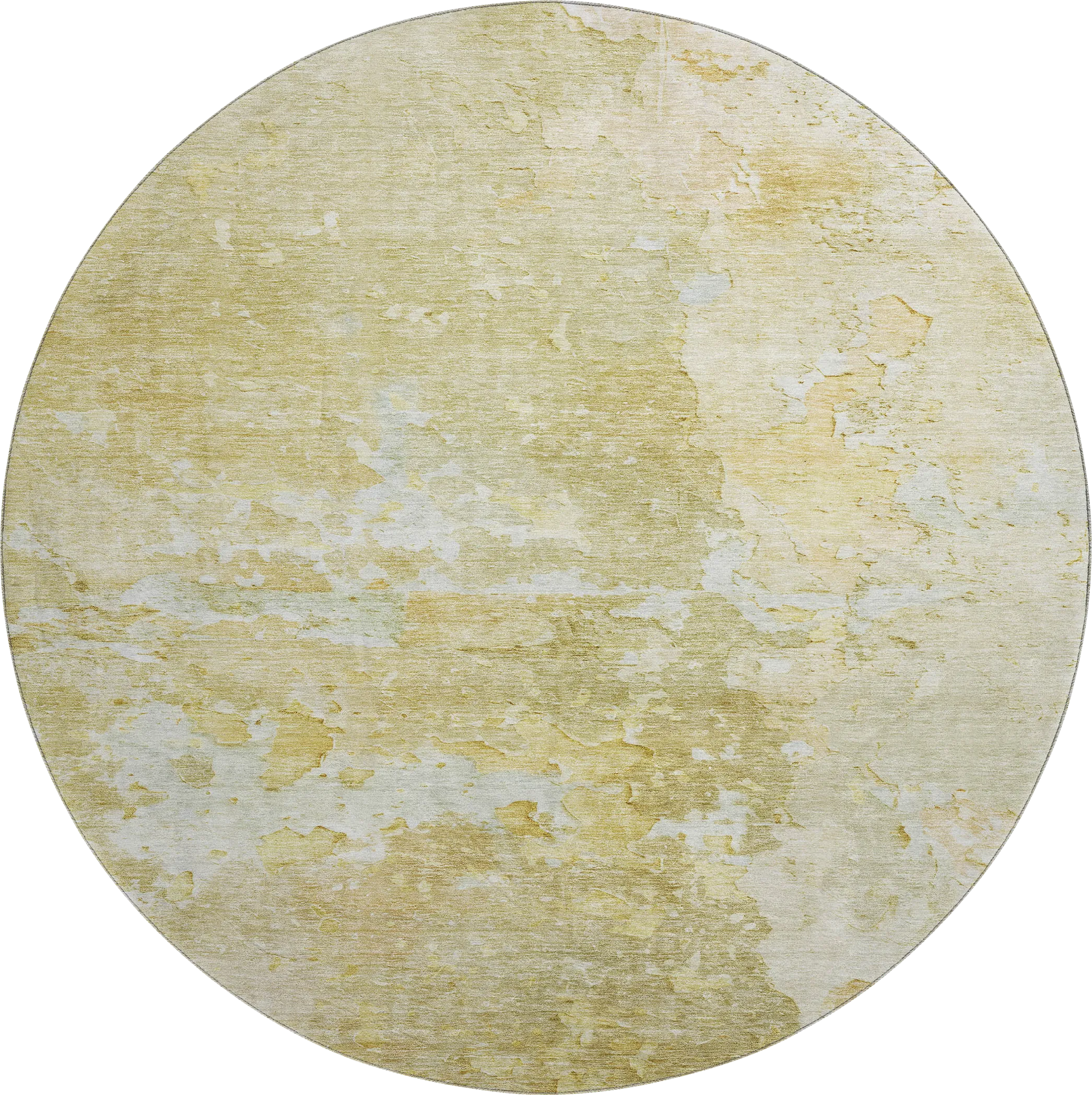 Amme Gold 8' Round Machine Washable Rug - Thumbnail - Image 1