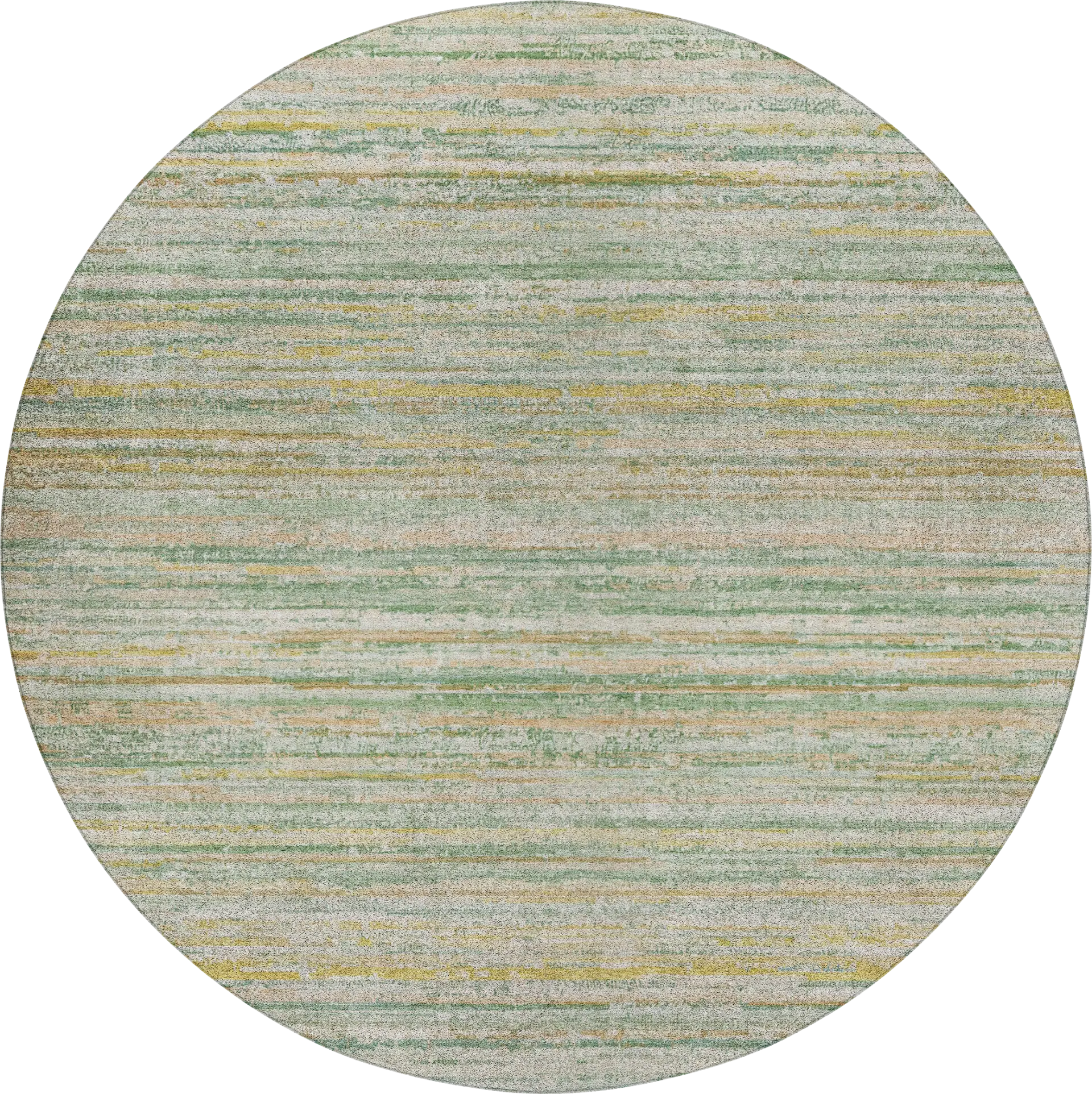 Yechi Green 8' Round Machine Washable Rug