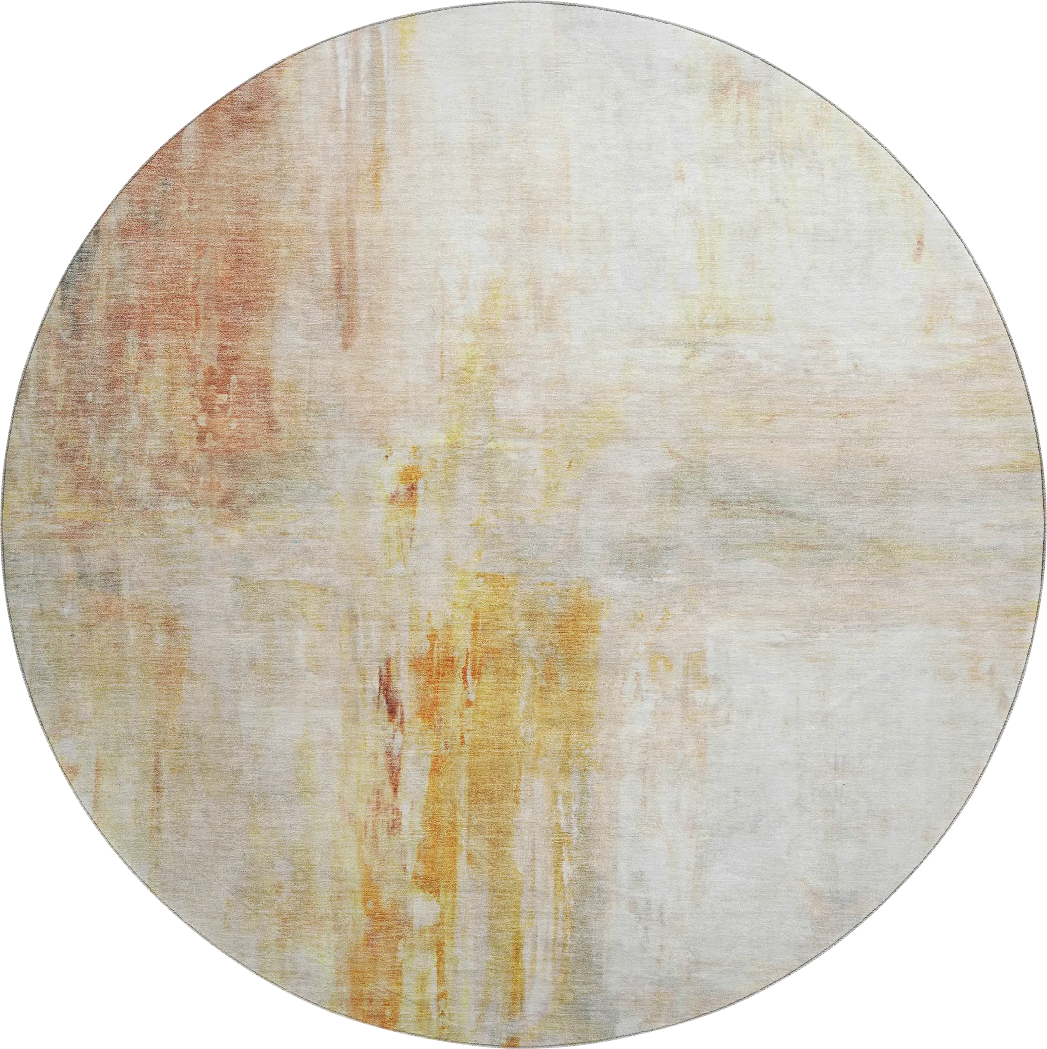 Kasti Orange 8' Round Machine Washable Rug - Thumbnail - Image 1