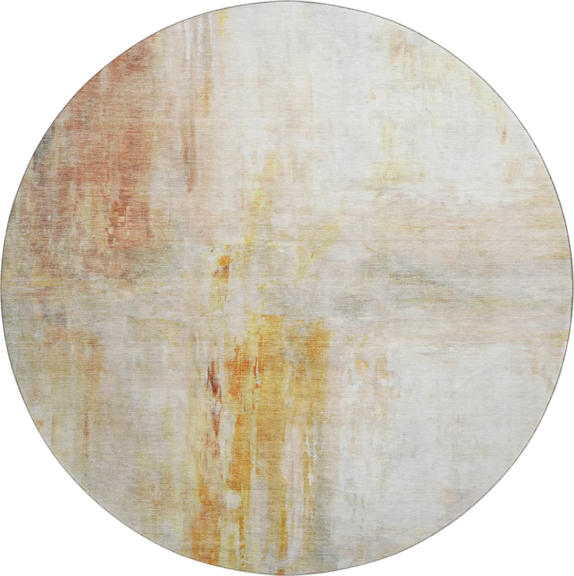 Kasti Orange 8' Round Machine Washable Rug