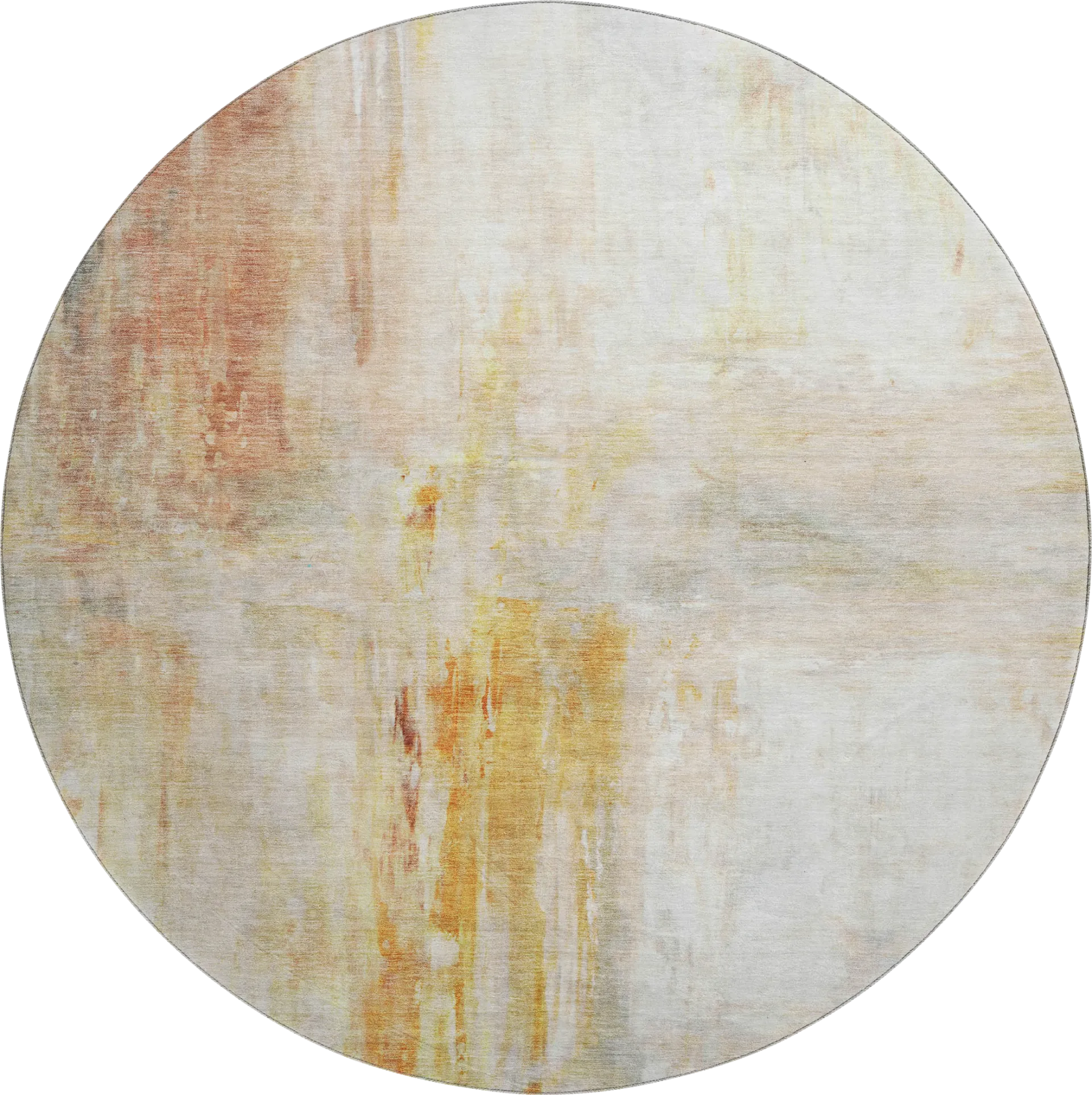 Kasti Orange 8' Round Machine Washable Rug - Image 1