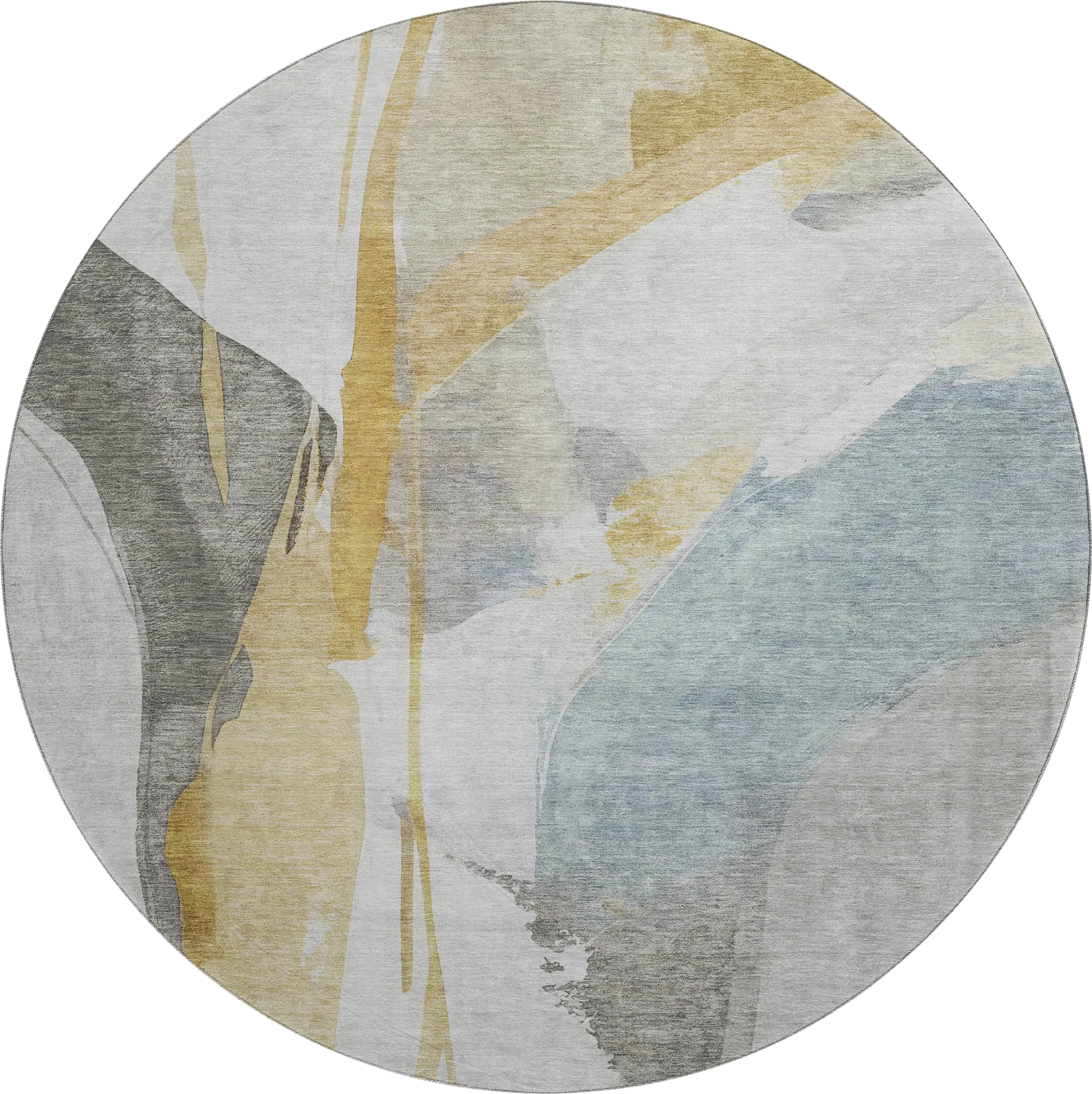 Pratin Gold 8' Round Machine Washable Rug - Thumbnail - Image 1